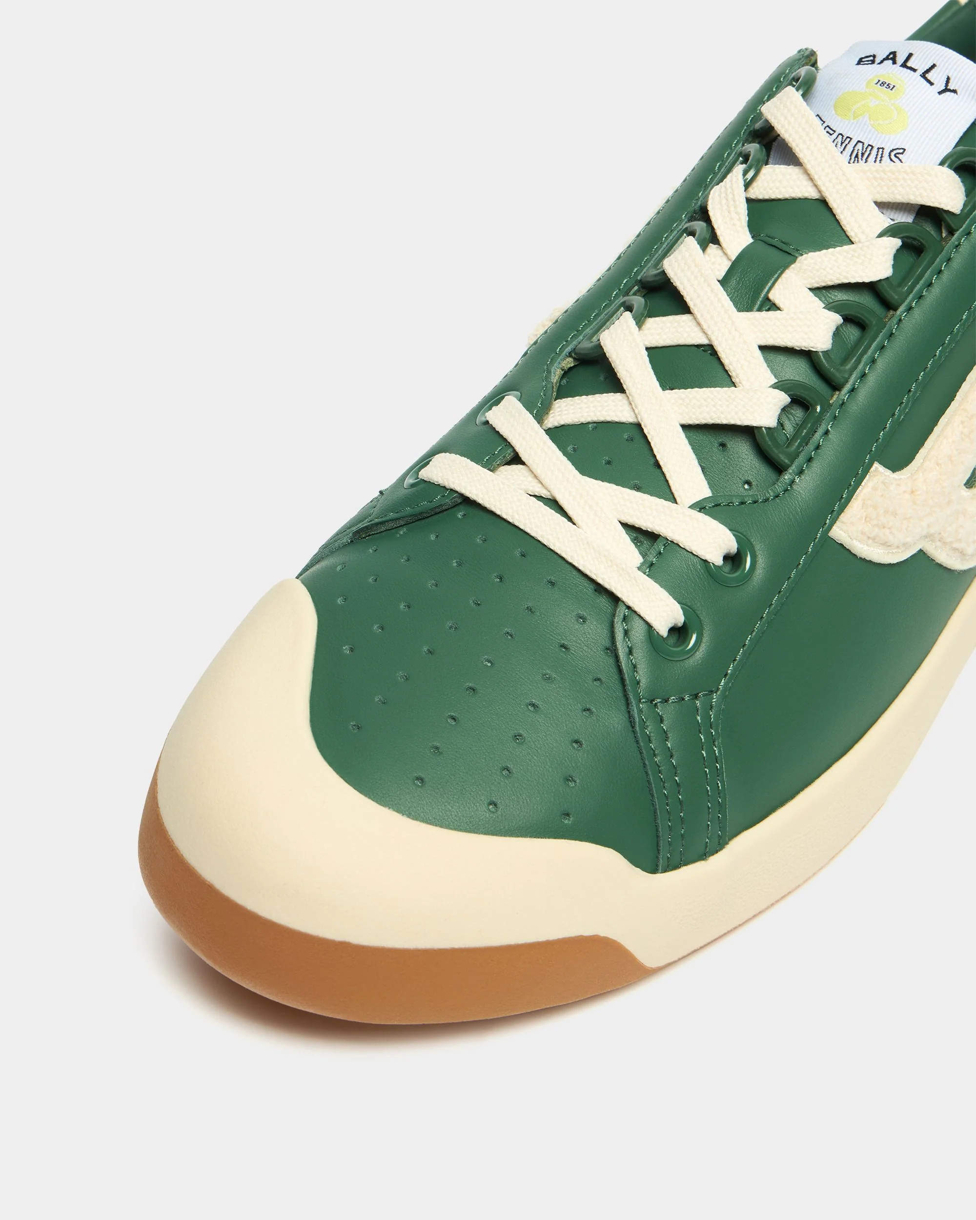 Tennis Collection Sneaker in Green and White Leather - Image 6