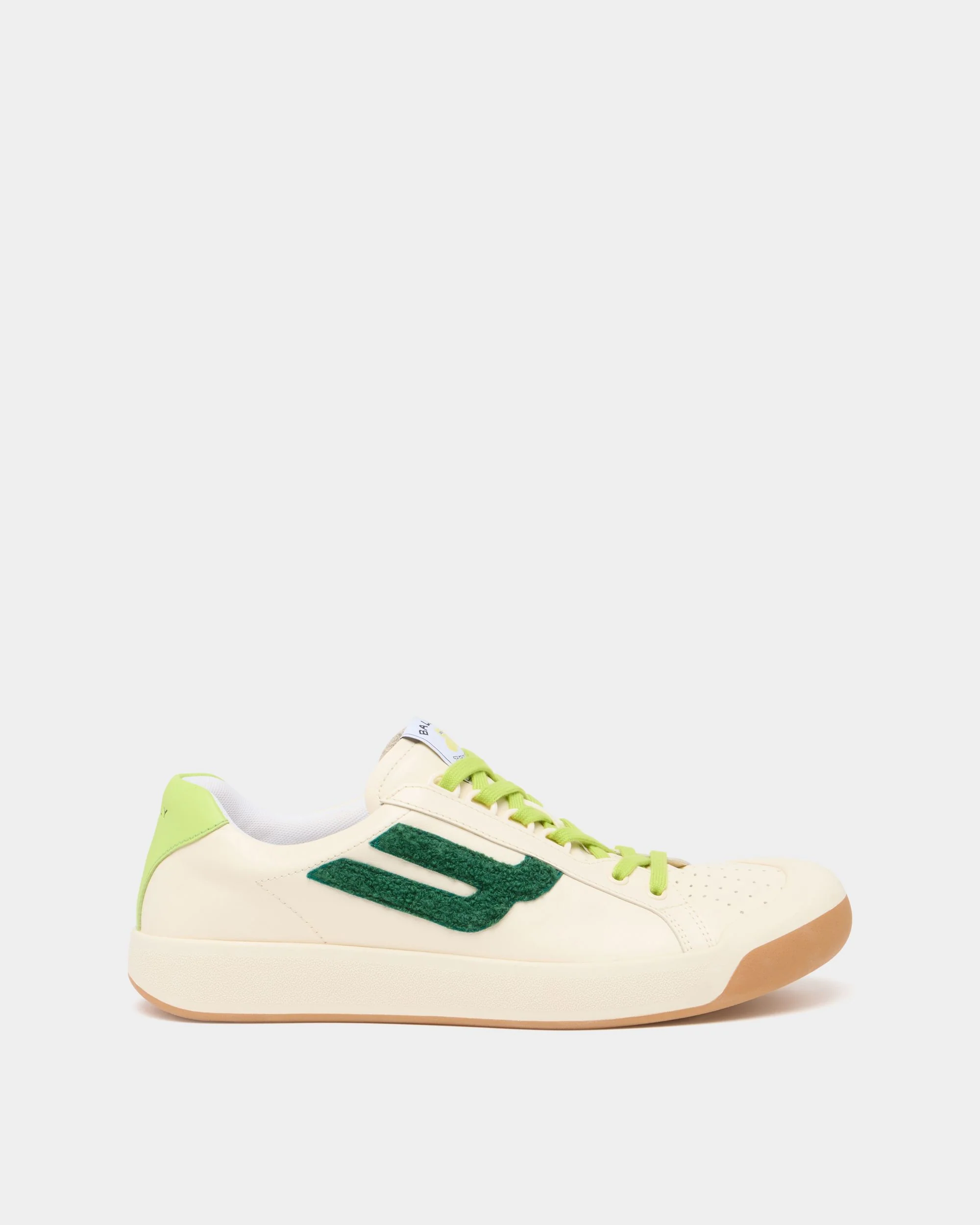 Tennis Collection Sneaker in White and Green Leather
