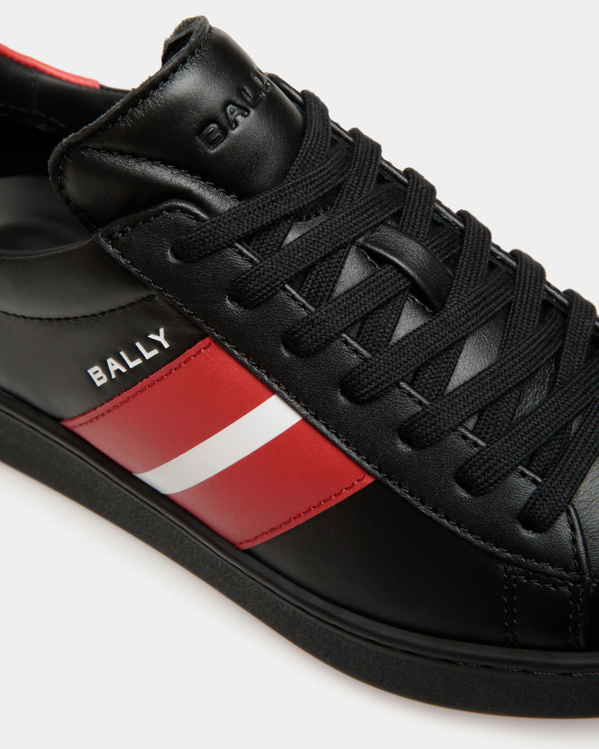 Tennis Sneaker In Black And Candy Red Leather - Image 5