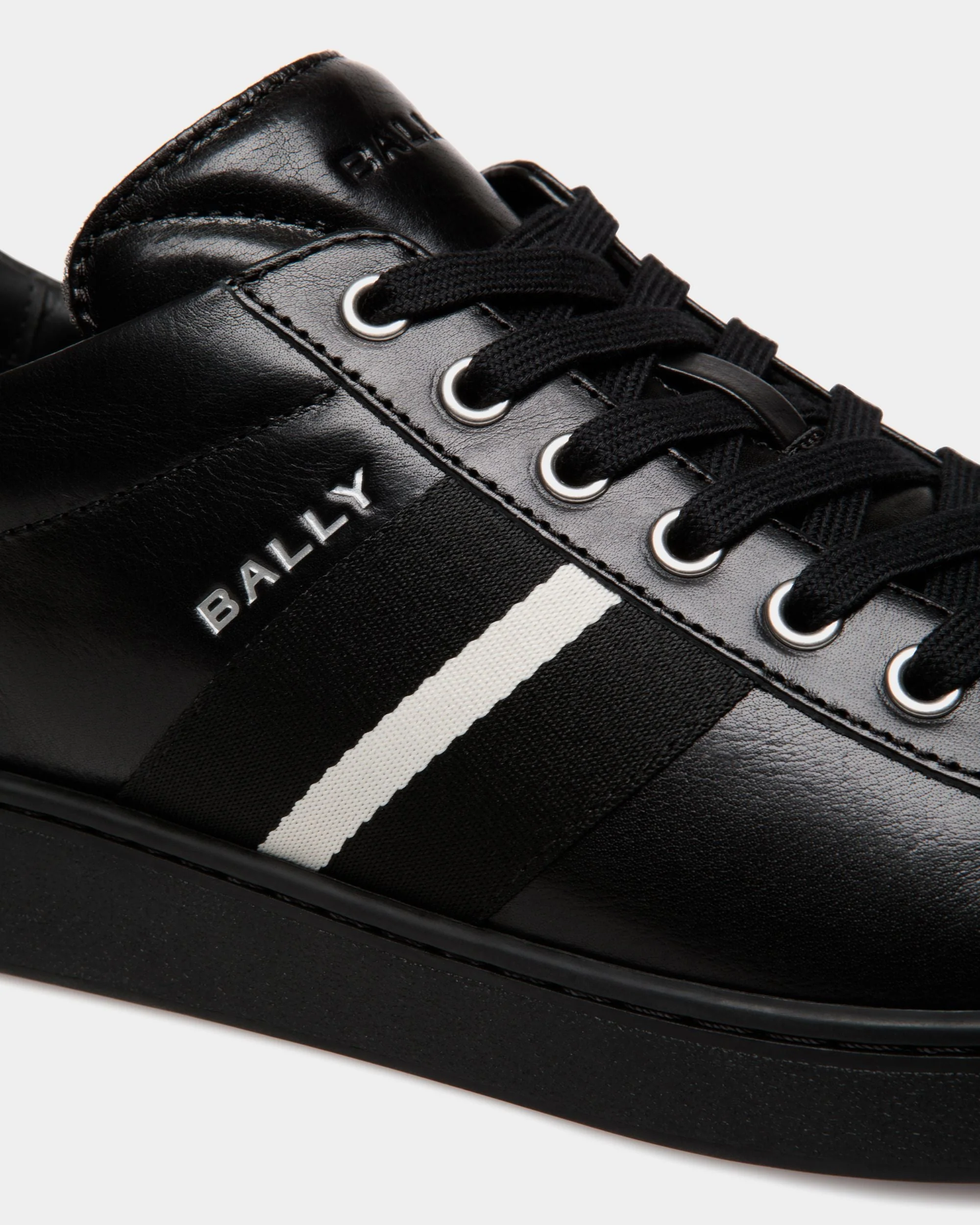 Tennis Sneaker In Black Leather - Image 5