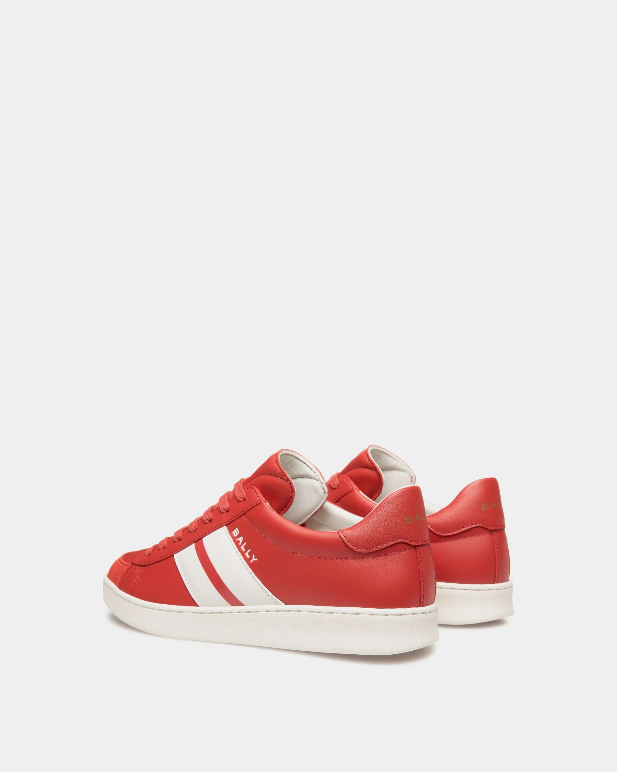 Tennis Sneaker In Candy Red And White Leather - Image 4