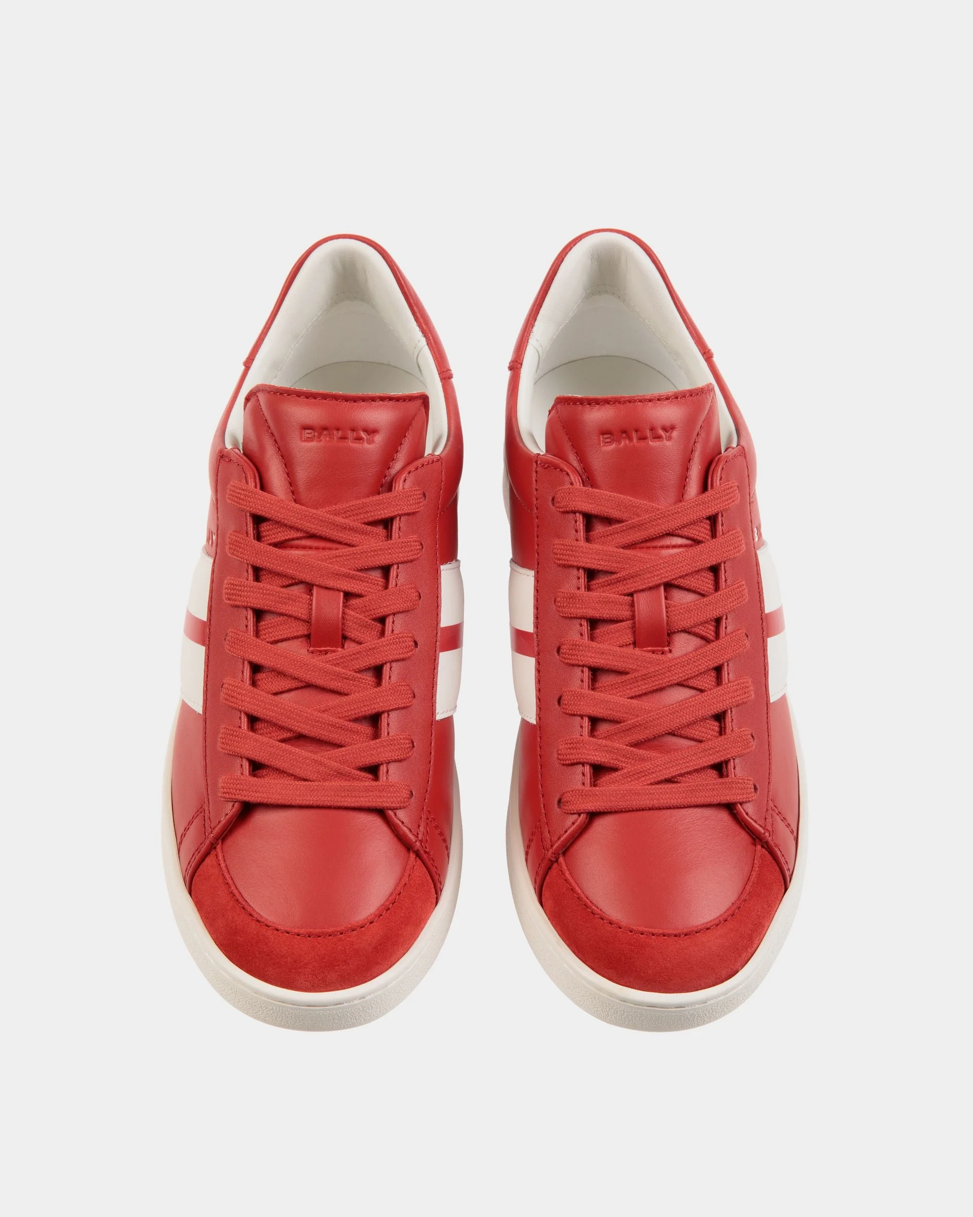 Tennis Sneaker In Candy Red And White Leather - Image 5