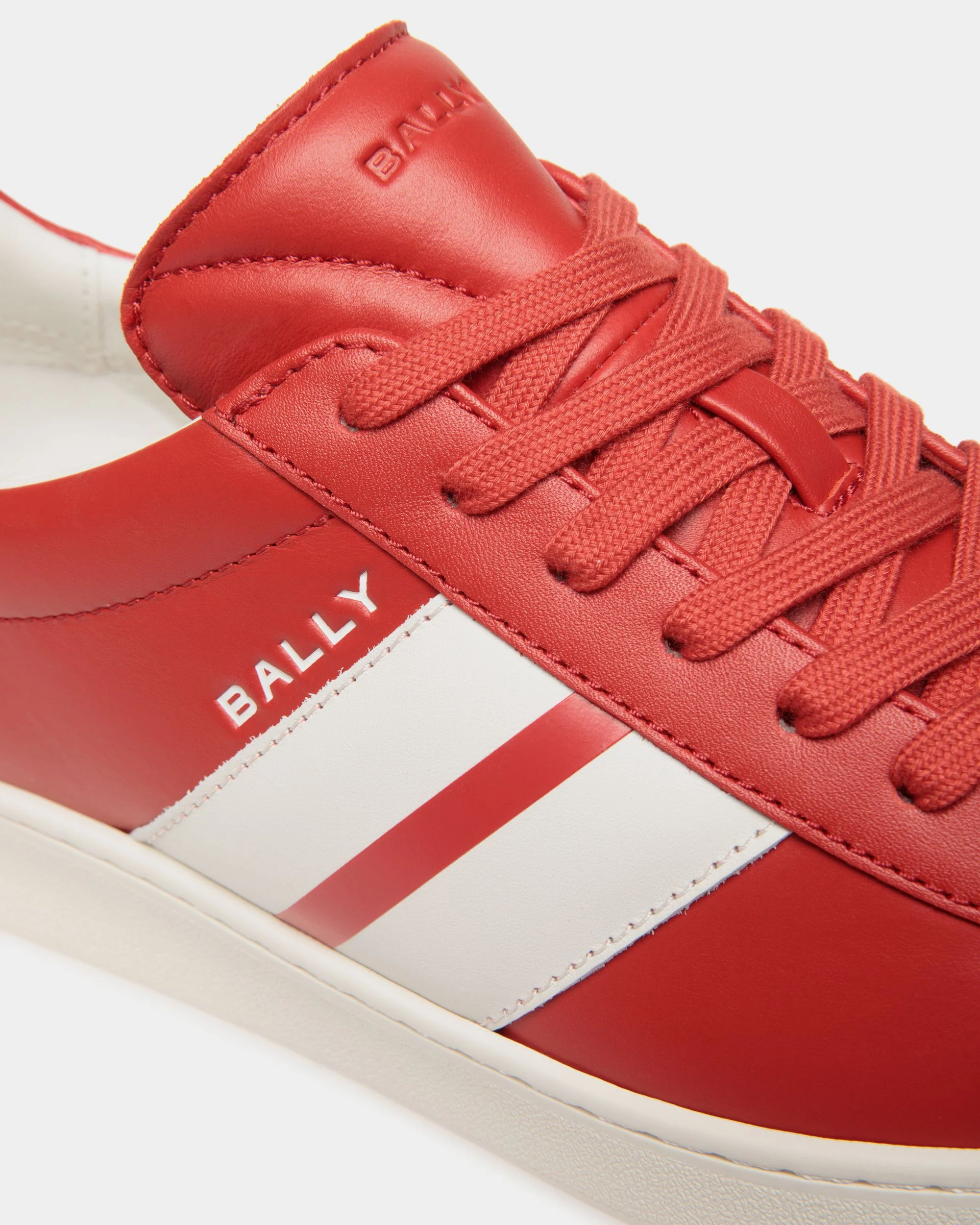Tennis Sneaker In Candy Red And White Leather - Image 6