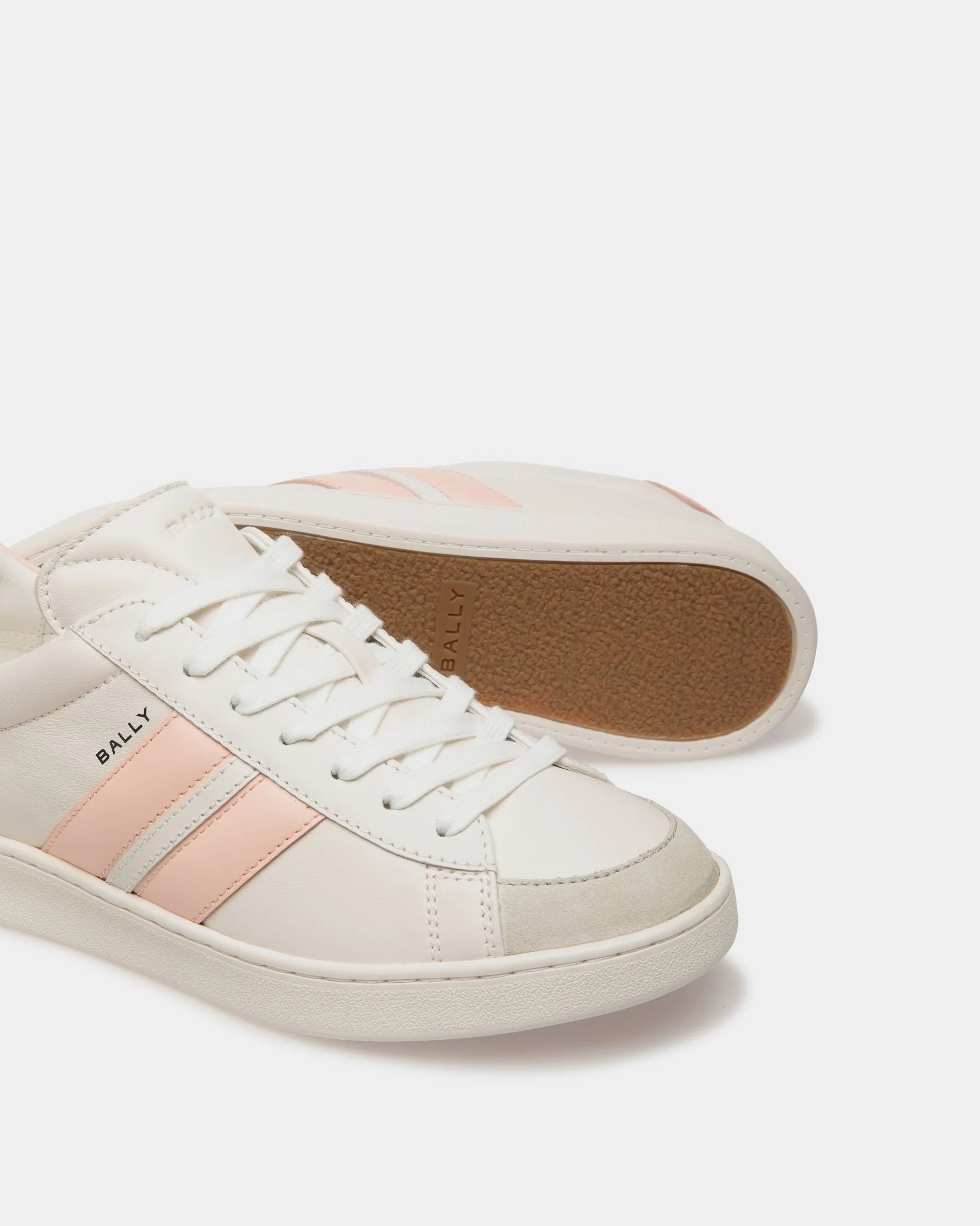 Tennis Sneaker in White and Baby Pink Leather - Image 5