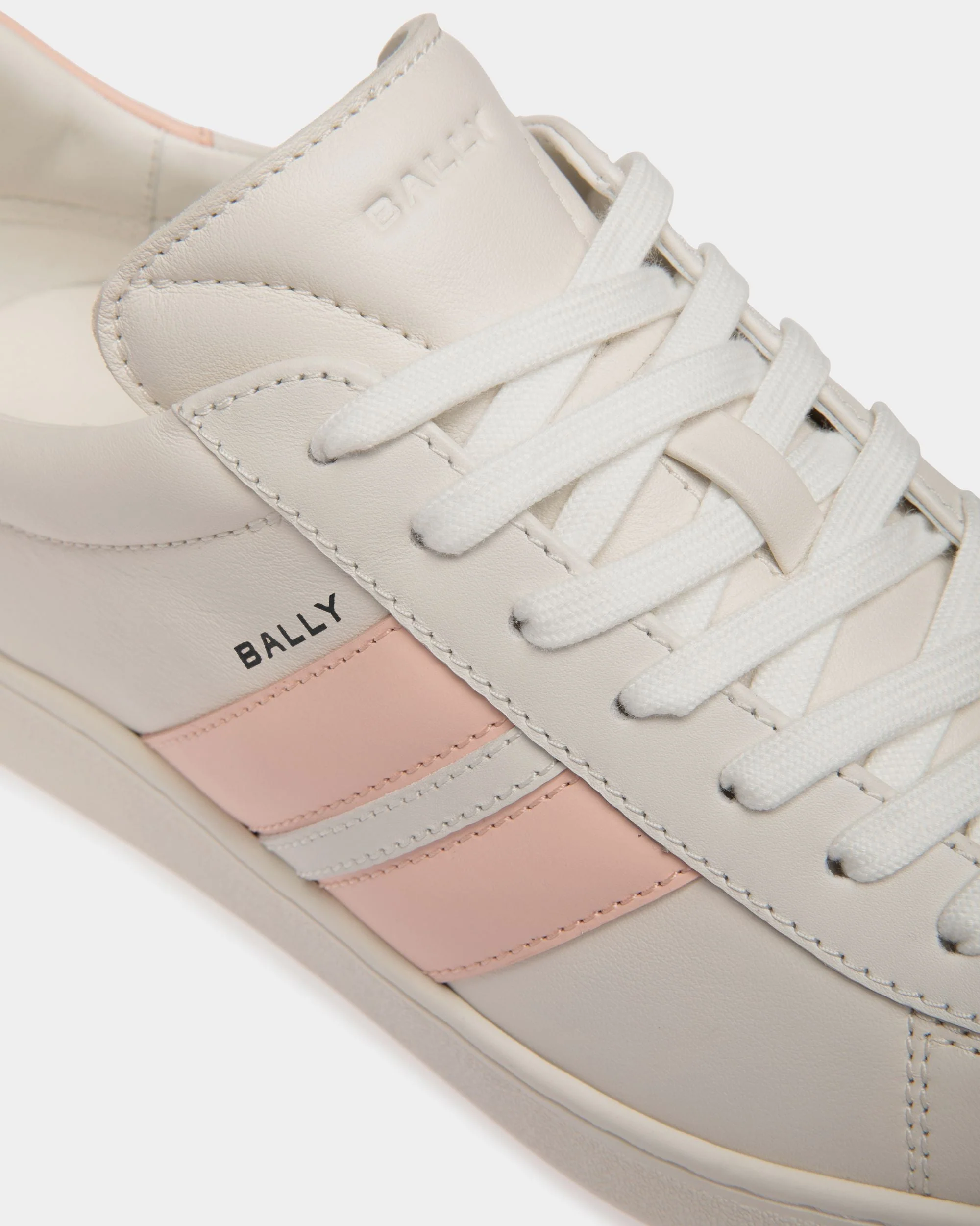 Tennis Sneaker in White and Baby Pink Leather - Image 6