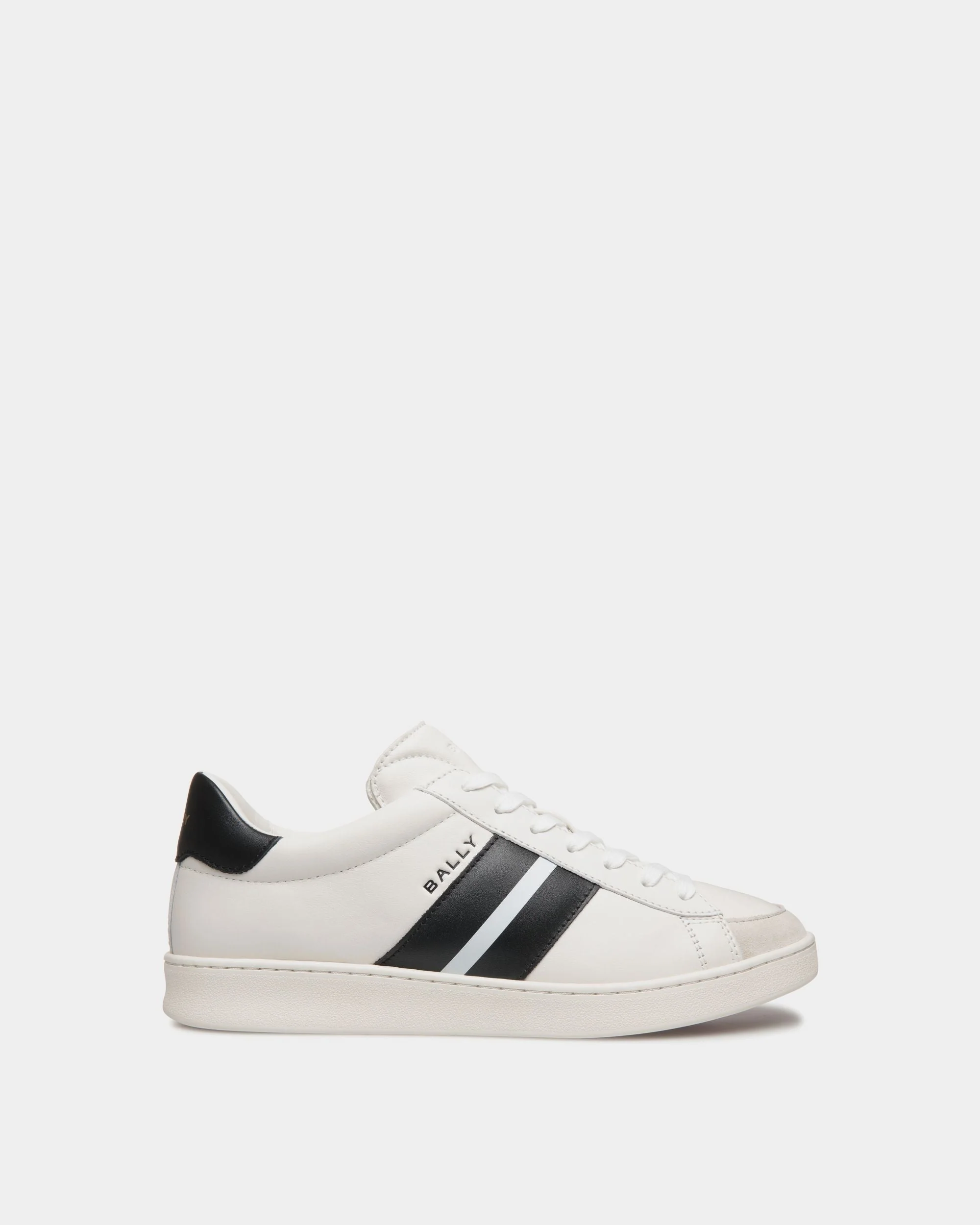 Tennis Sneaker In White And Black Leather