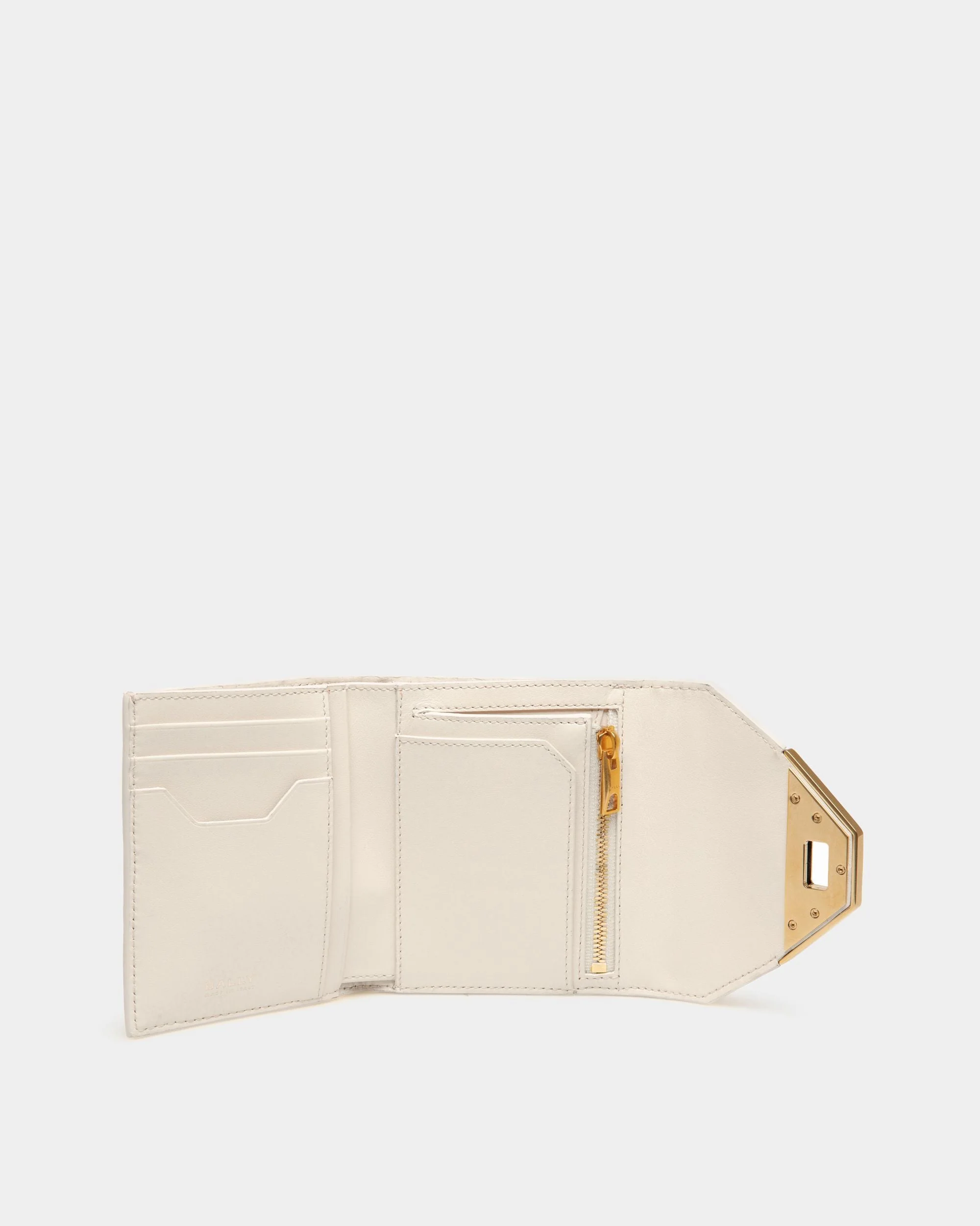 Tilt Wallet In White Crocodile Print Leather - Image 3