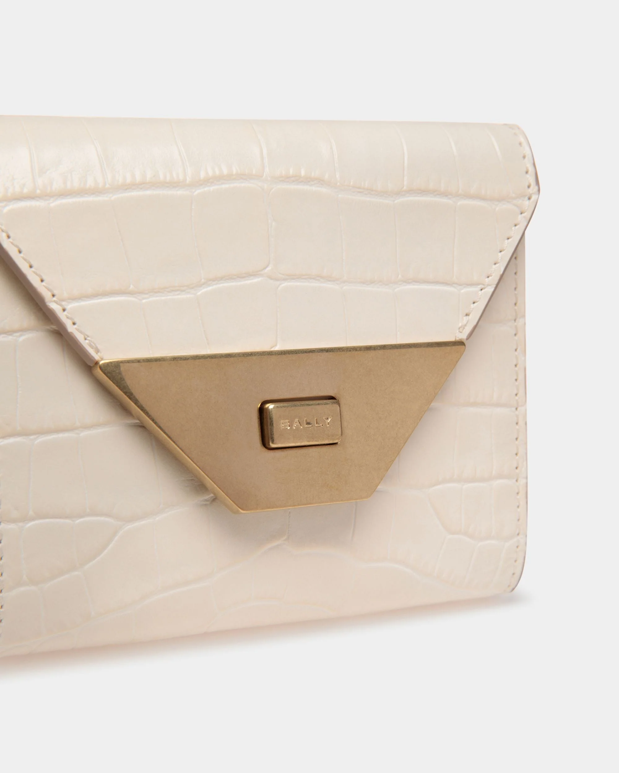 Tilt Wallet In White Crocodile Print Leather - Image 4