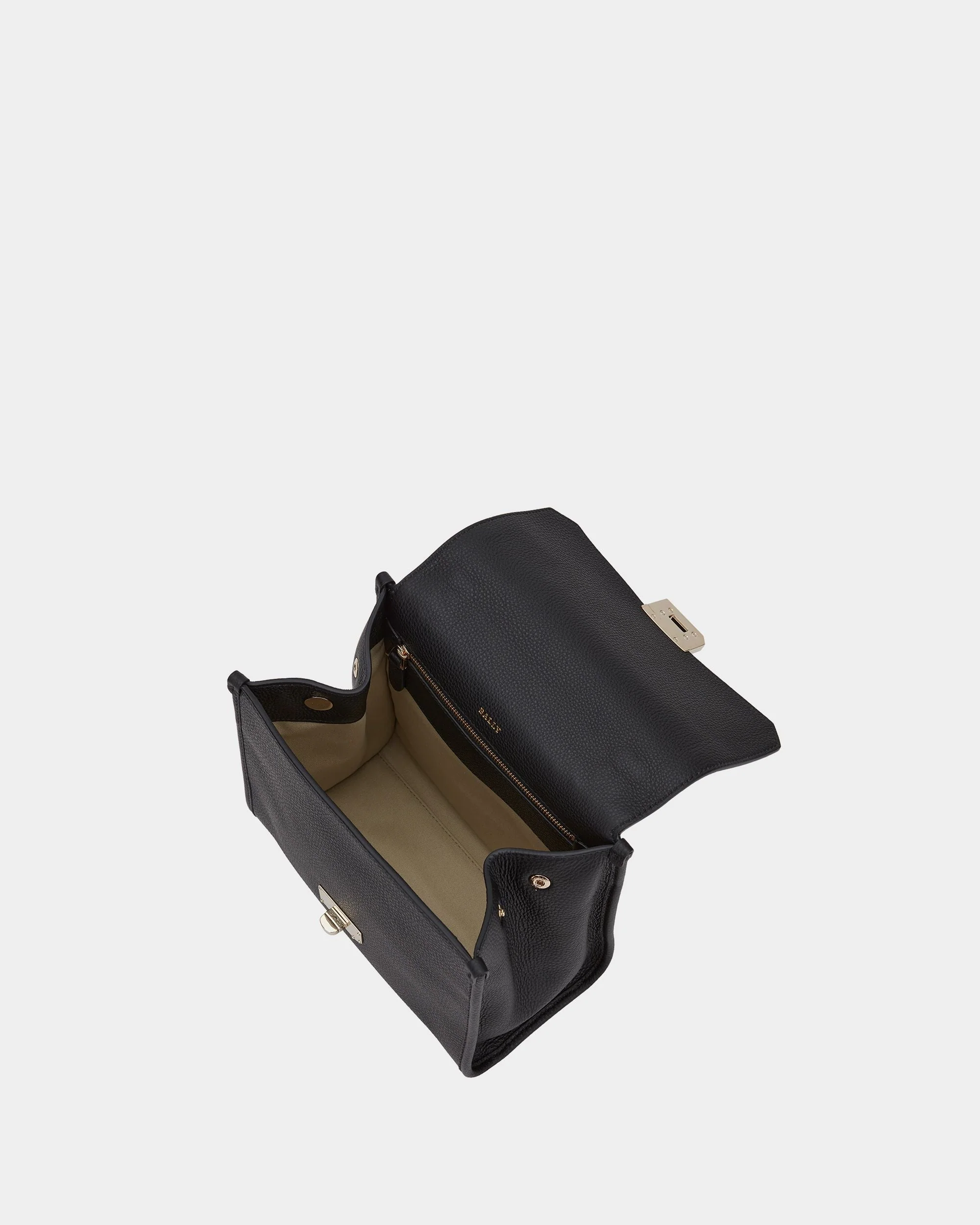 Top Handle Bag in Black Grained Leather - Image 3