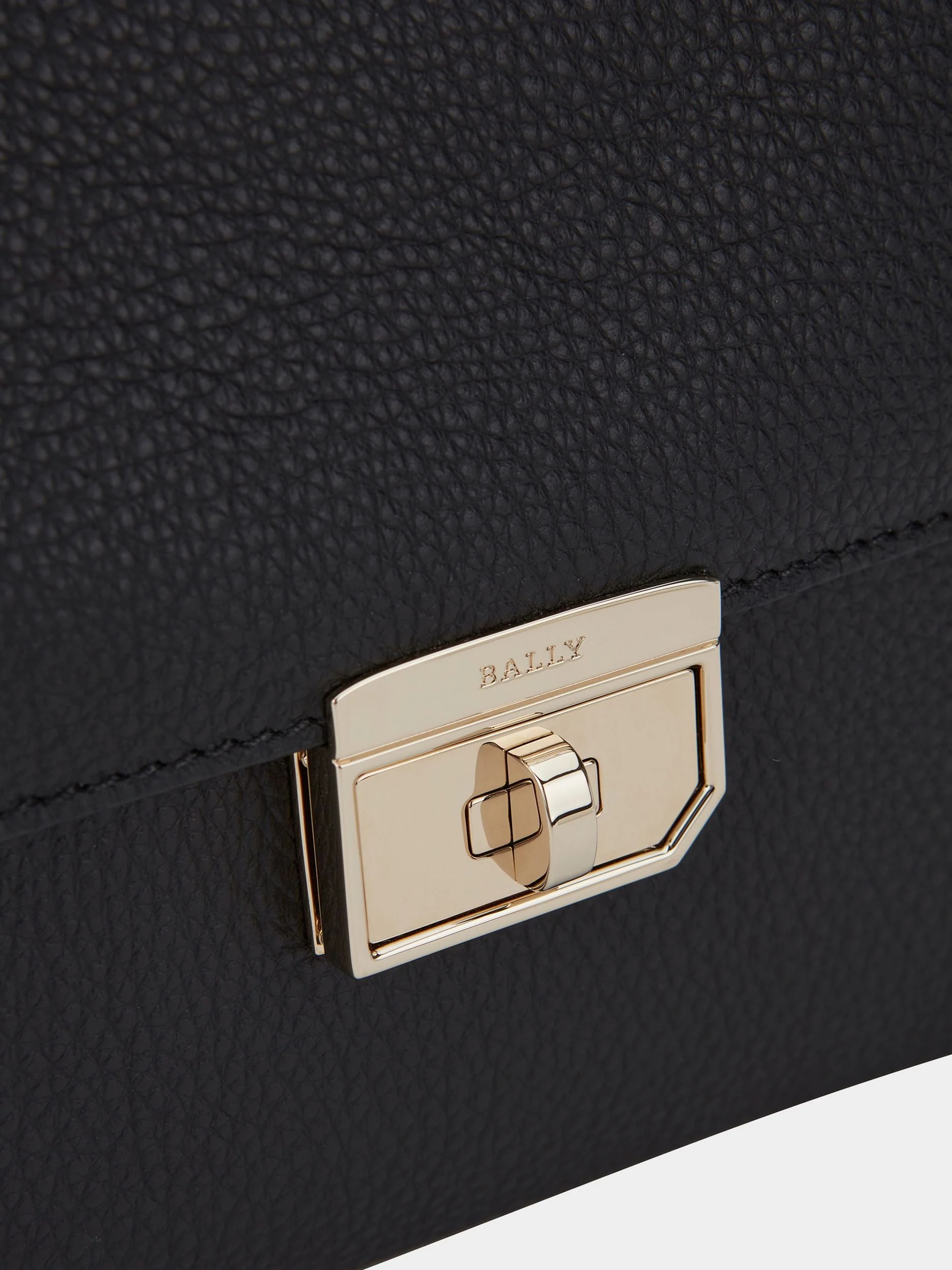 Top Handle Bag in Black Grained Leather - Image 5