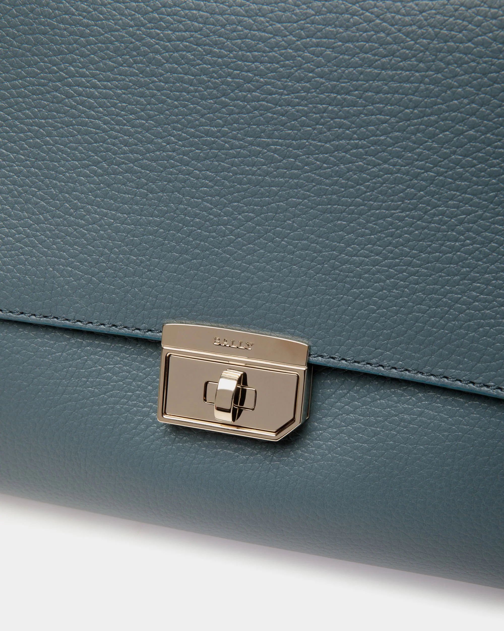 Top Handle Bag in Blue Grained Leather - Image 4
