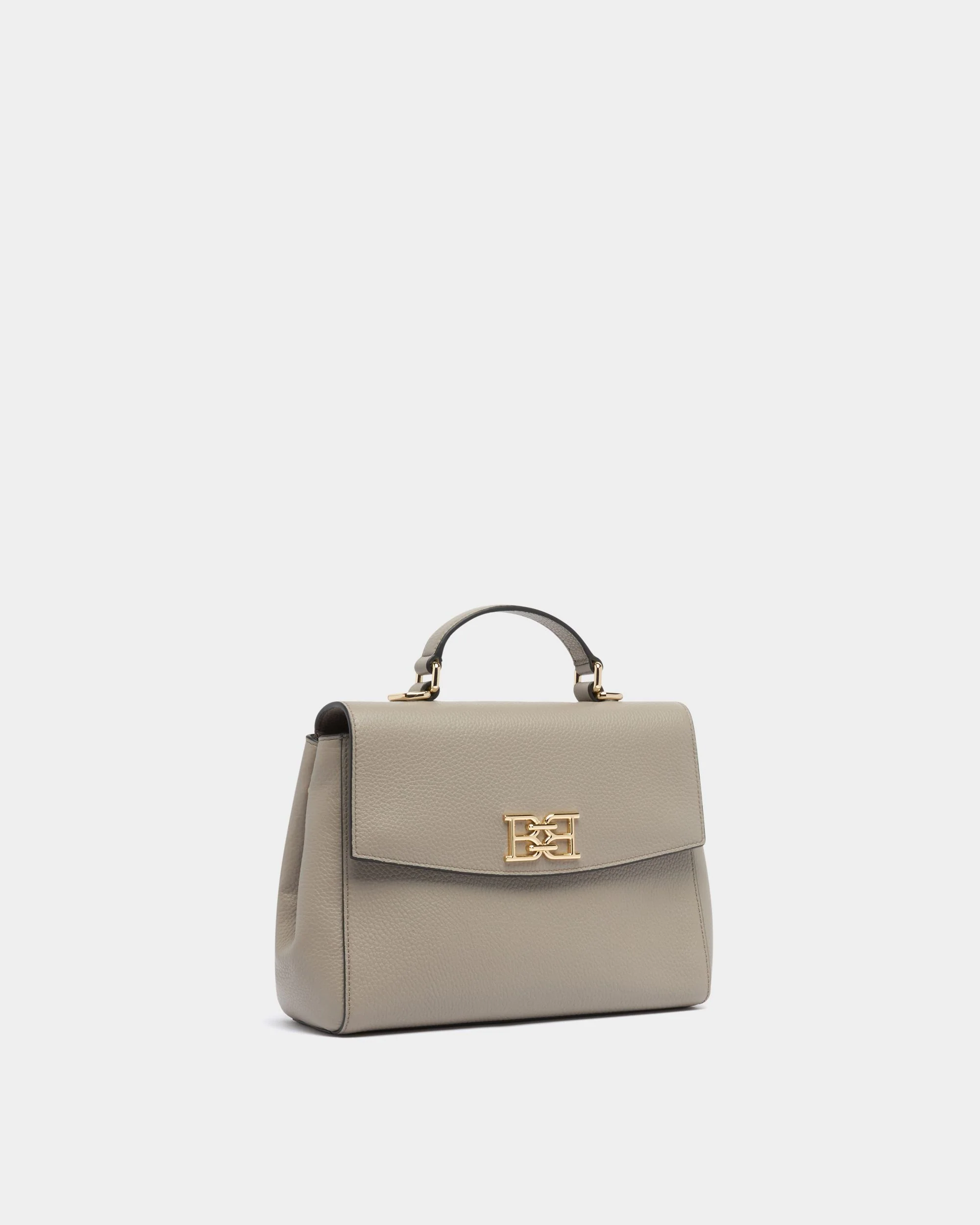 Top Handle Bag in Taupe Grained Leather - Image 4
