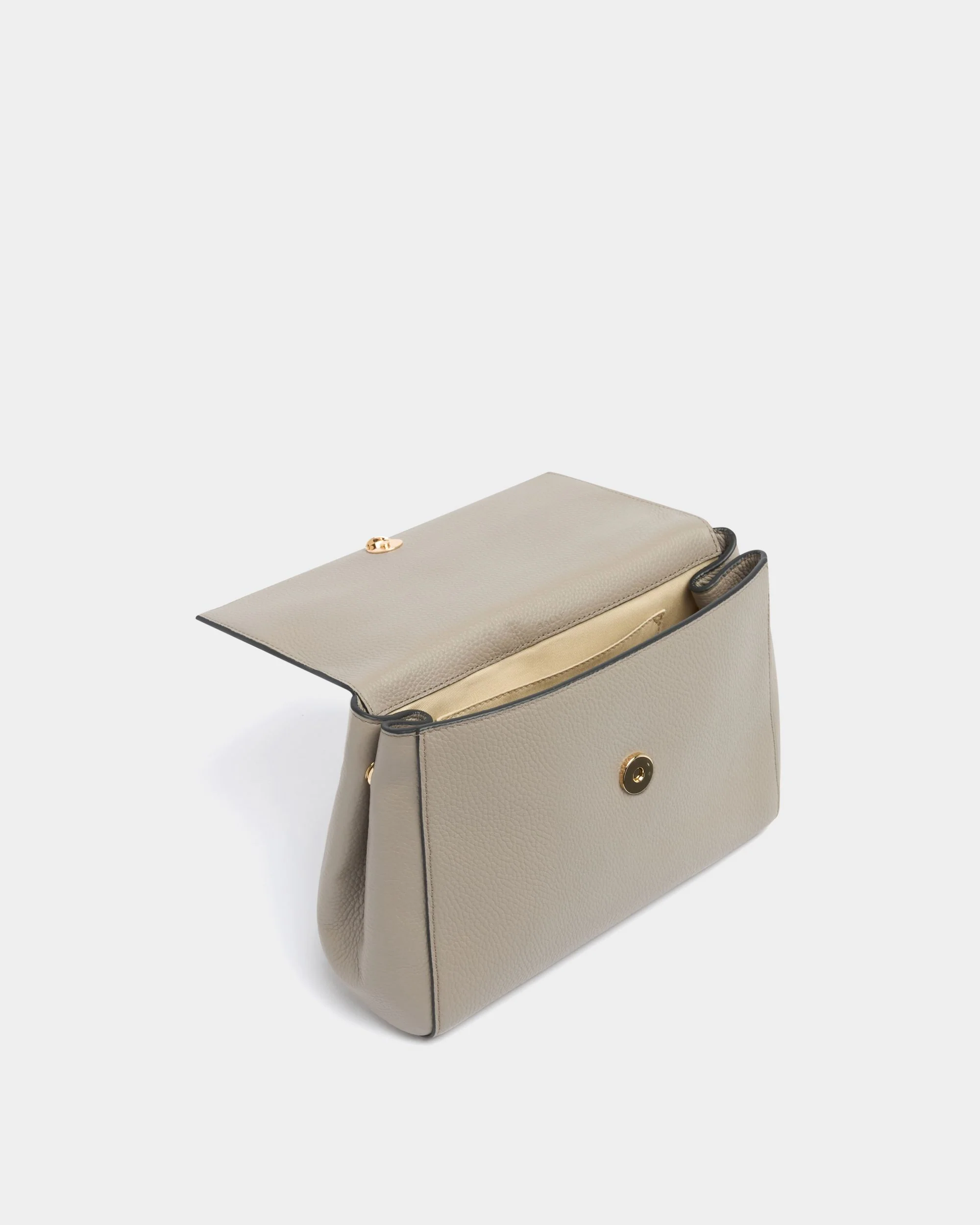 Top Handle Bag in Taupe Grained Leather - Image 5