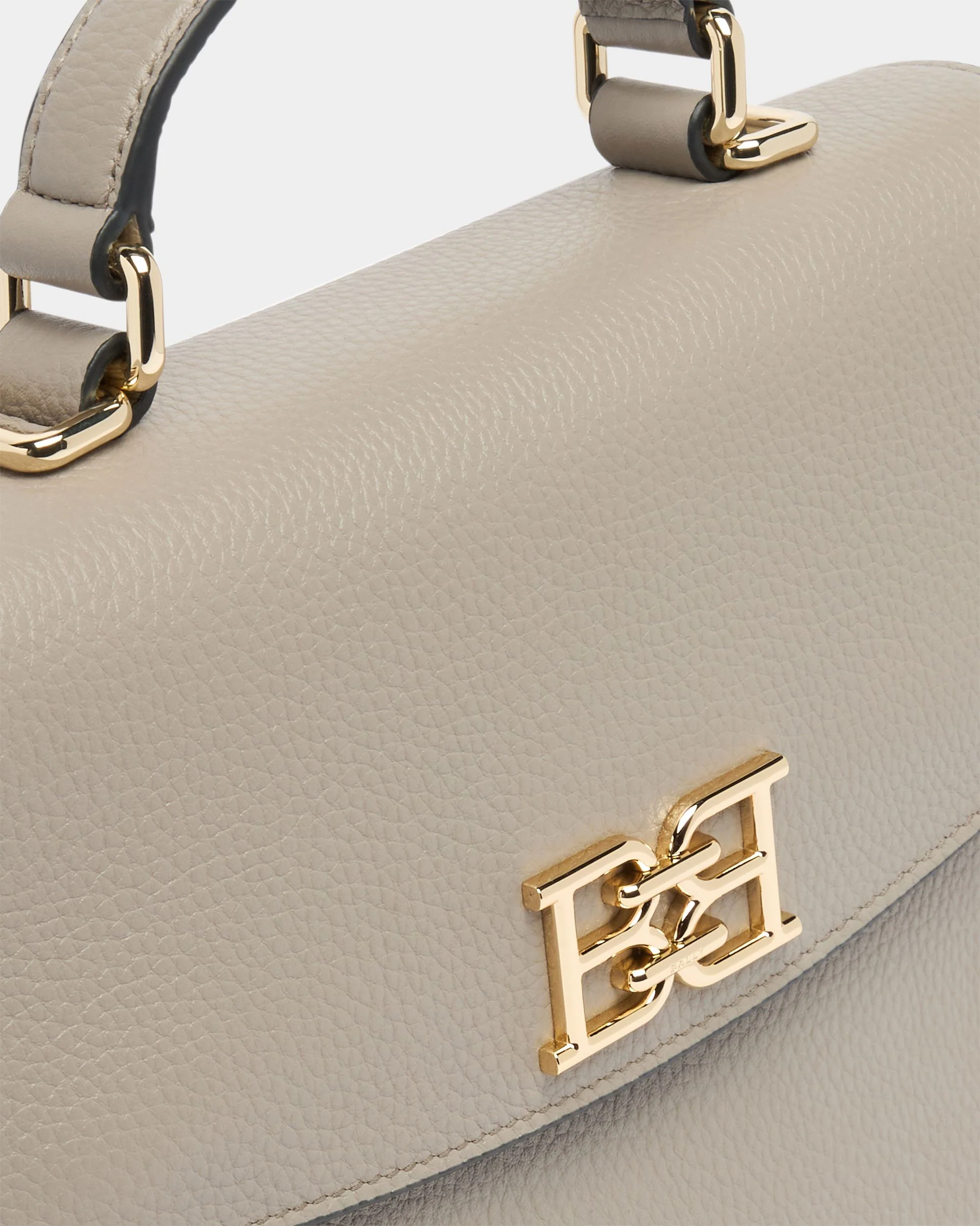 Top Handle Bag in Taupe Grained Leather - Image 6
