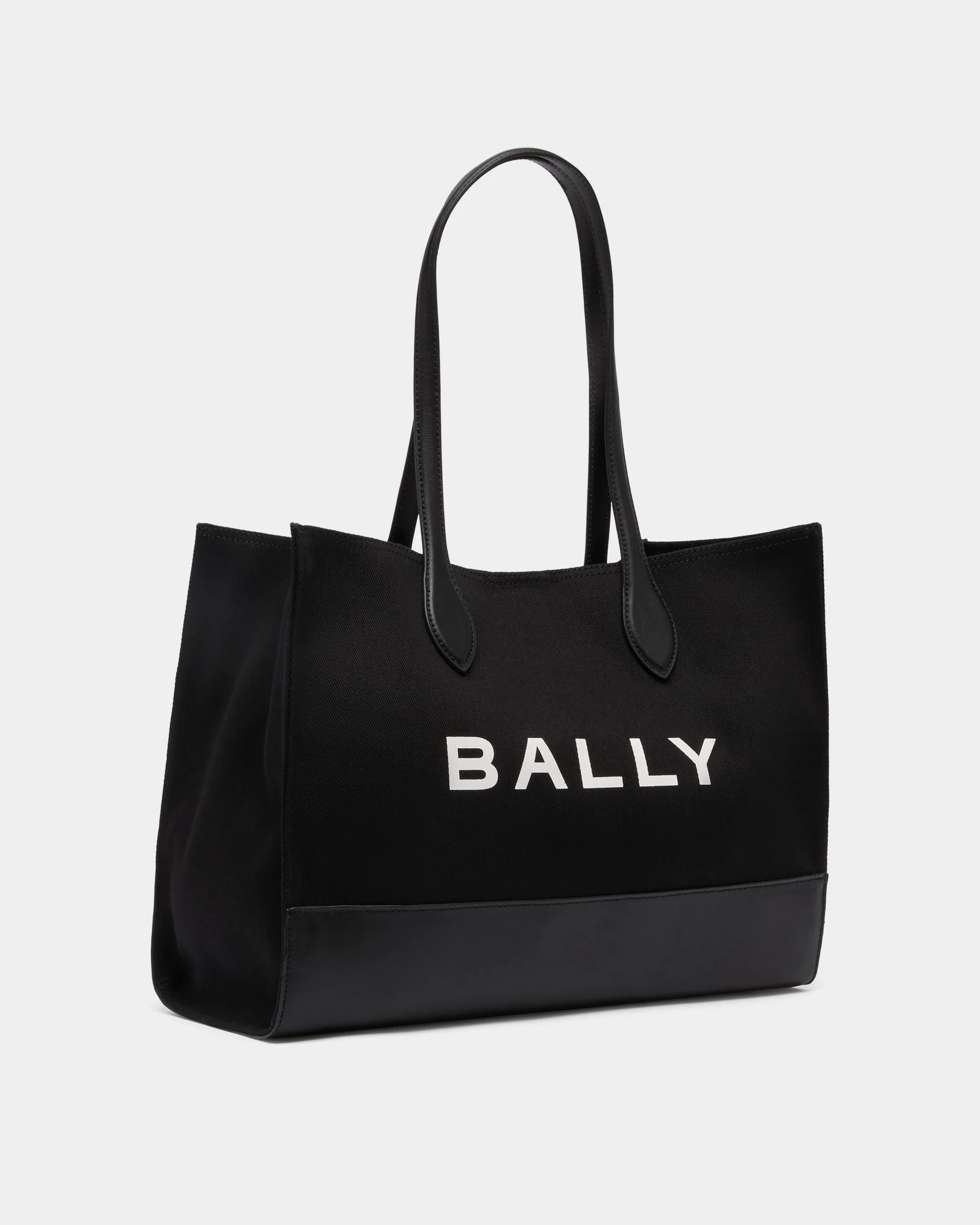 Tote Bag In Black Canvas and Leather - Image 3