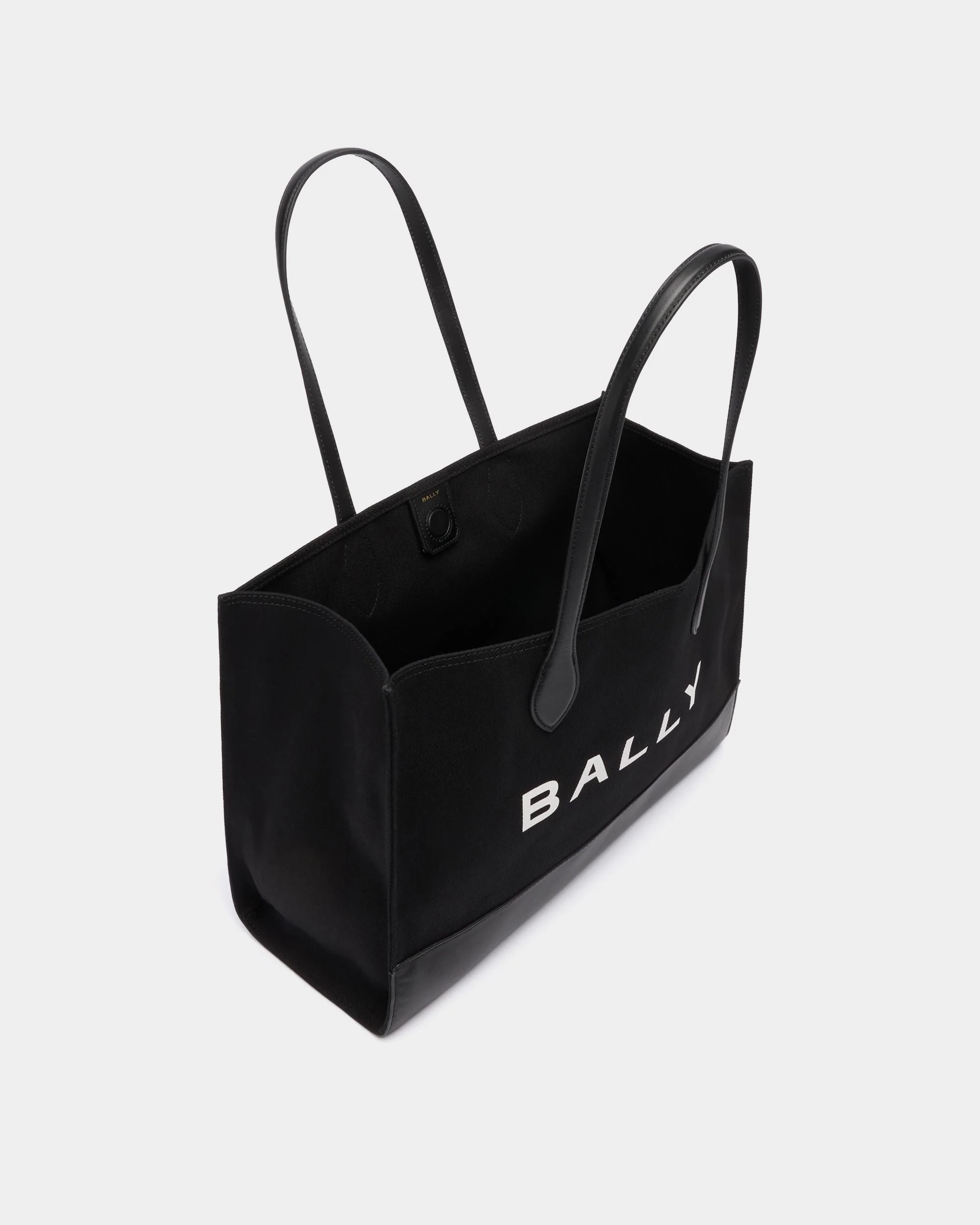 Tote Bag In Black Canvas and Leather - Image 4