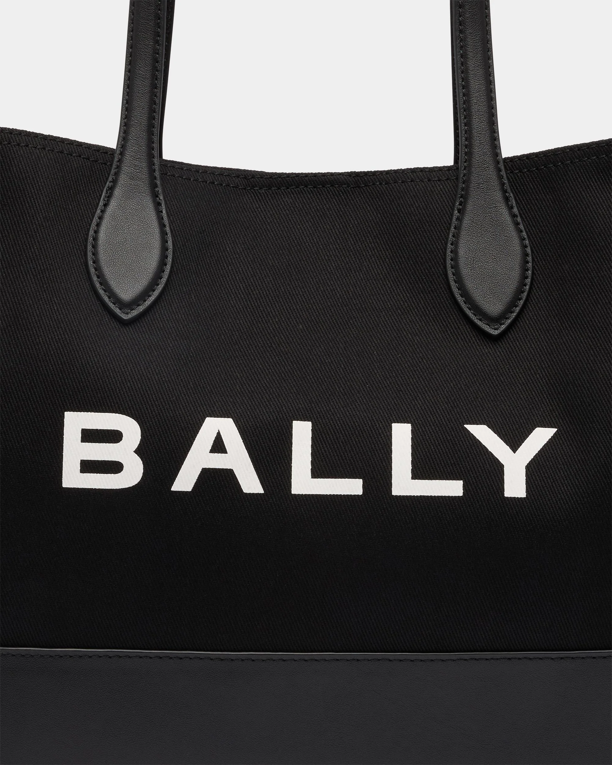 Tote Bag In Black Canvas and Leather - Image 5