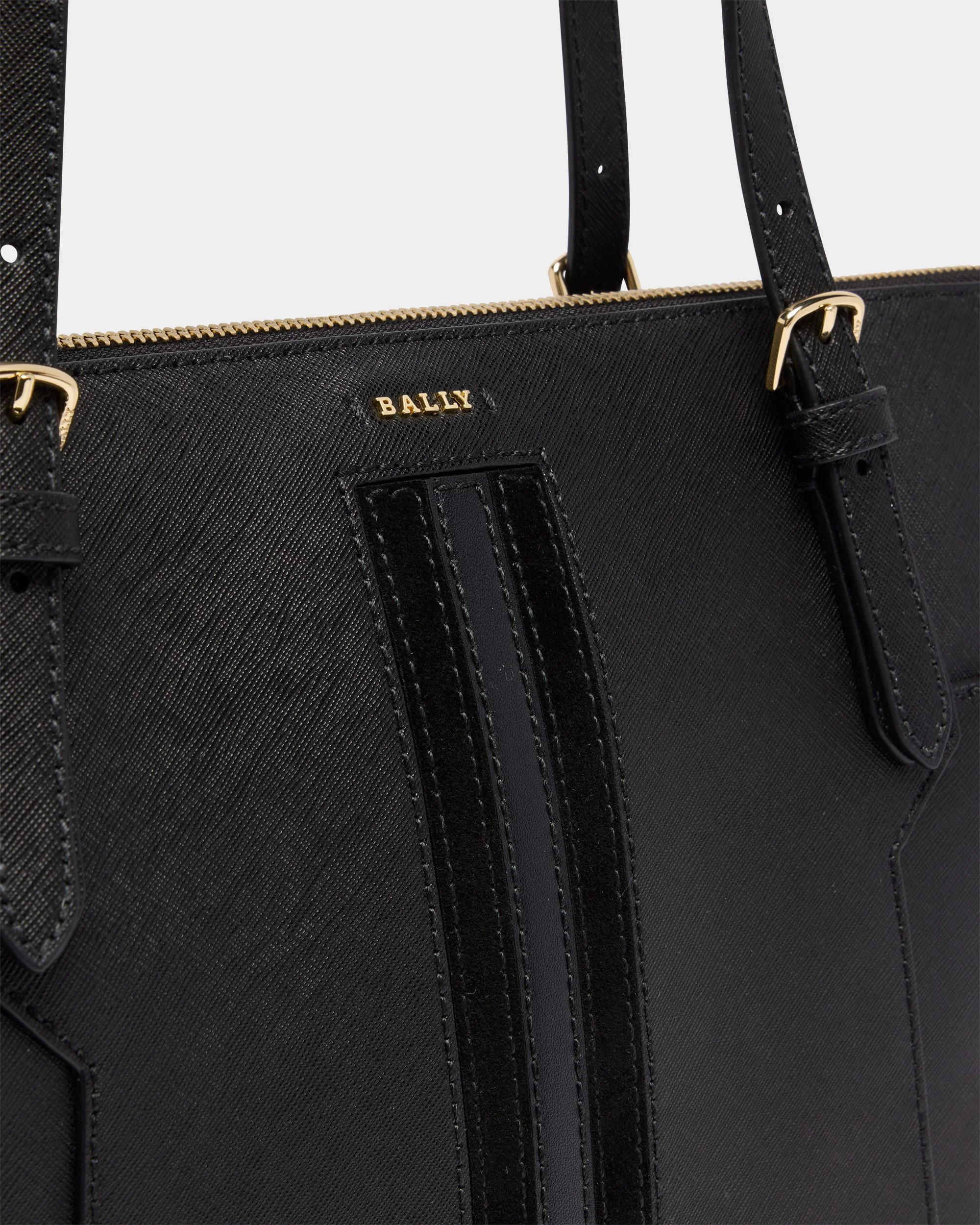 Tote Bag in Black Embossed Leather With a Bally Ribbon - Image 6