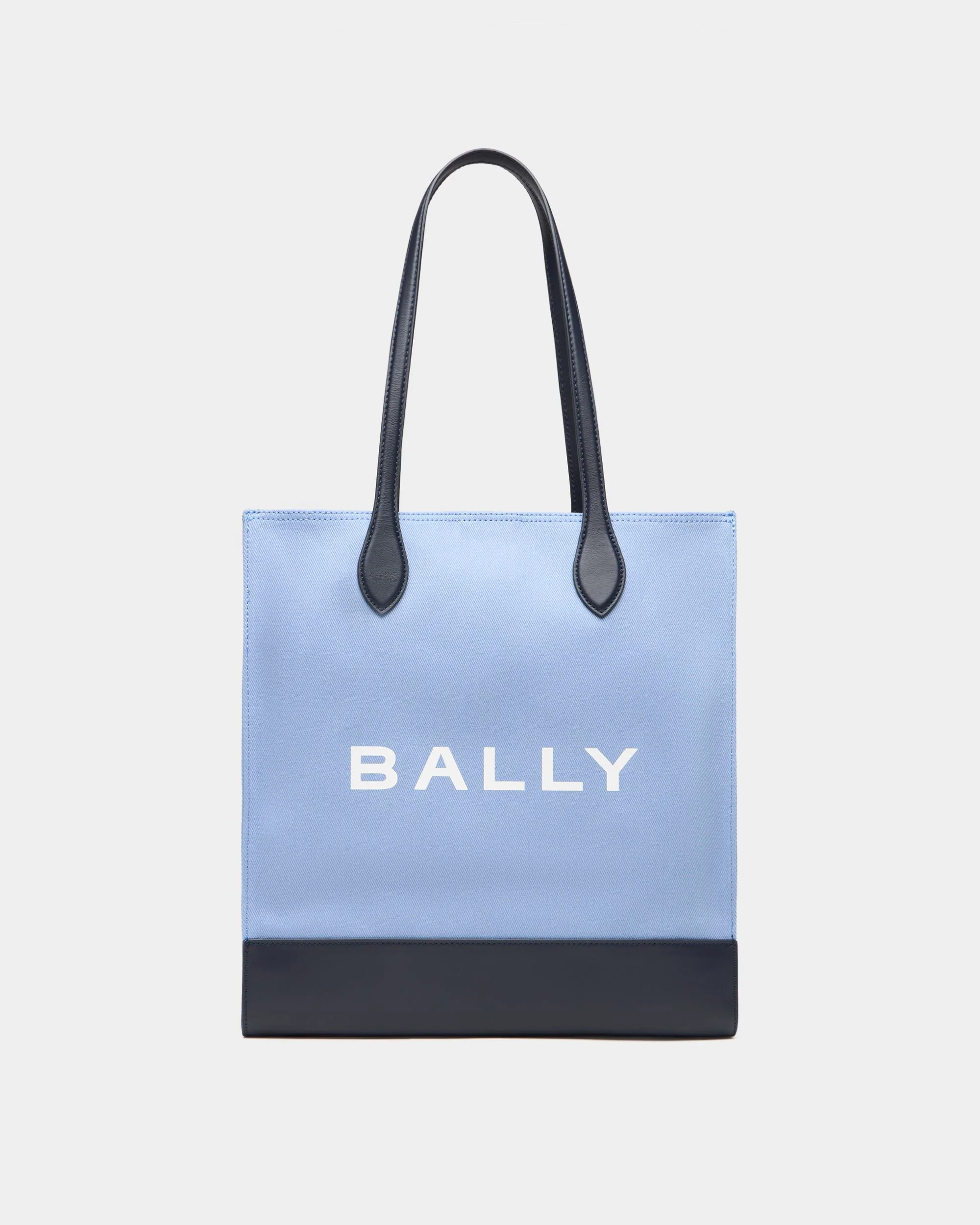 Tote Bag In Blue Canvas and Leather