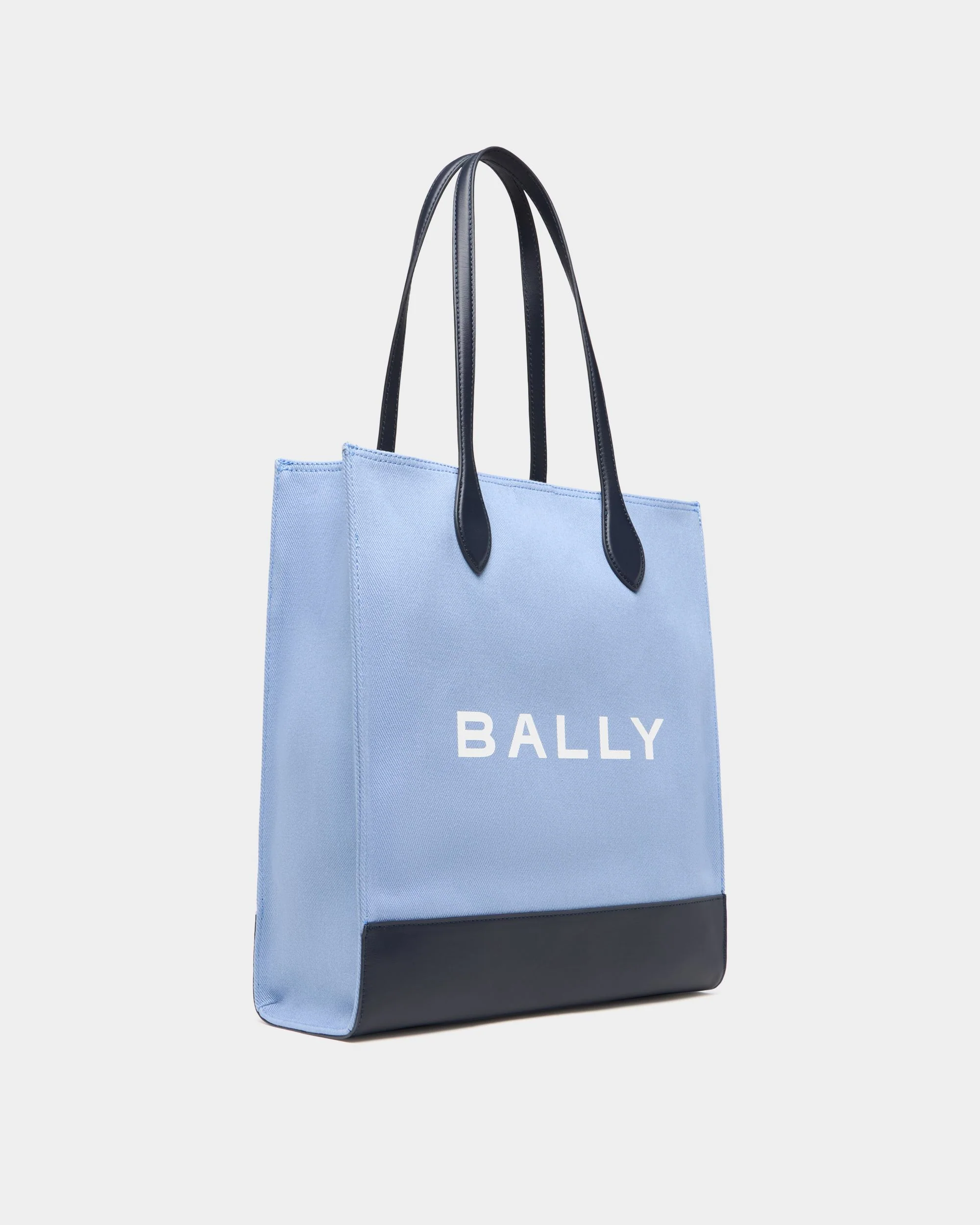 Tote Bag In Blue Canvas and Leather - Image 3