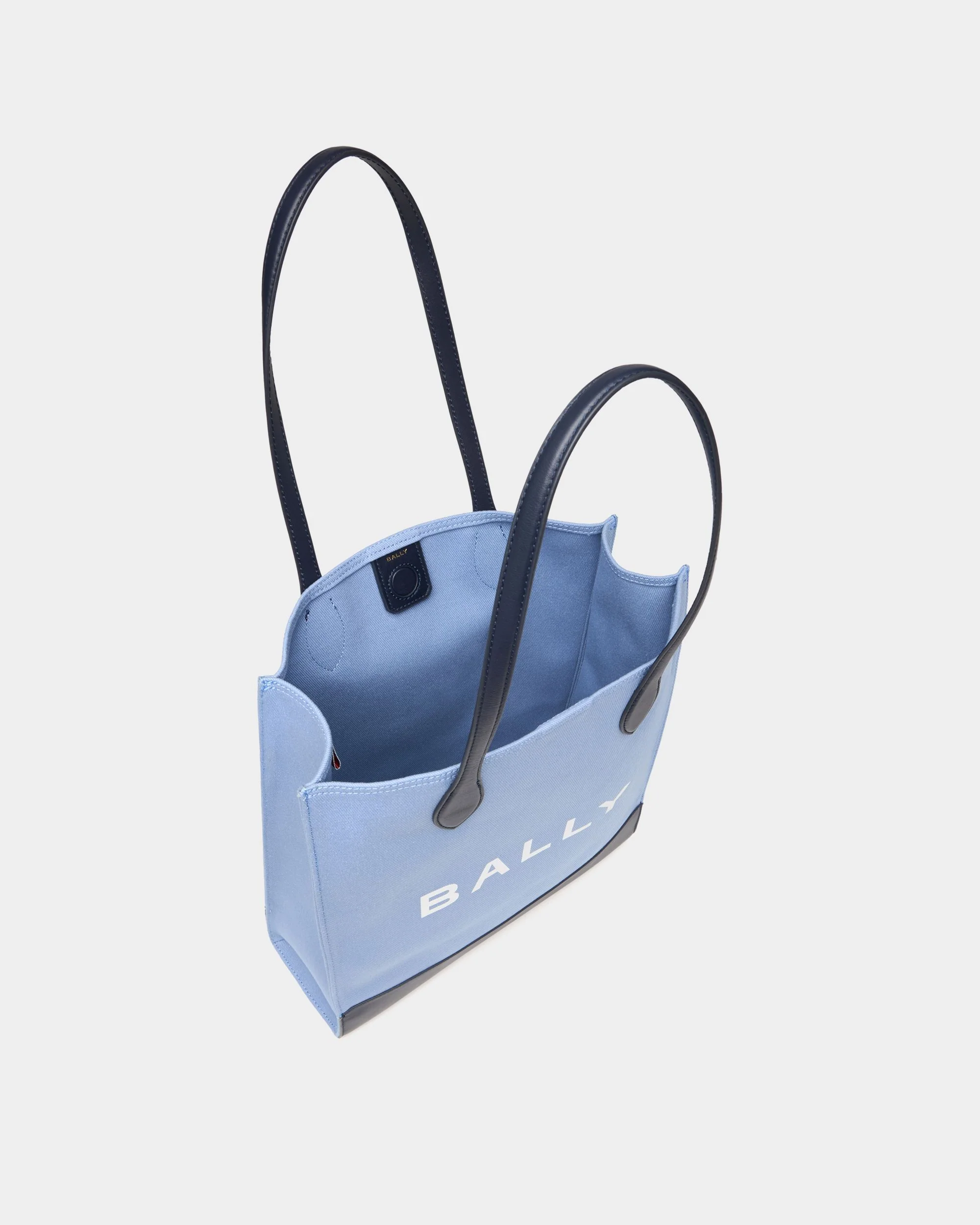 Tote Bag In Blue Canvas and Leather - Image 4