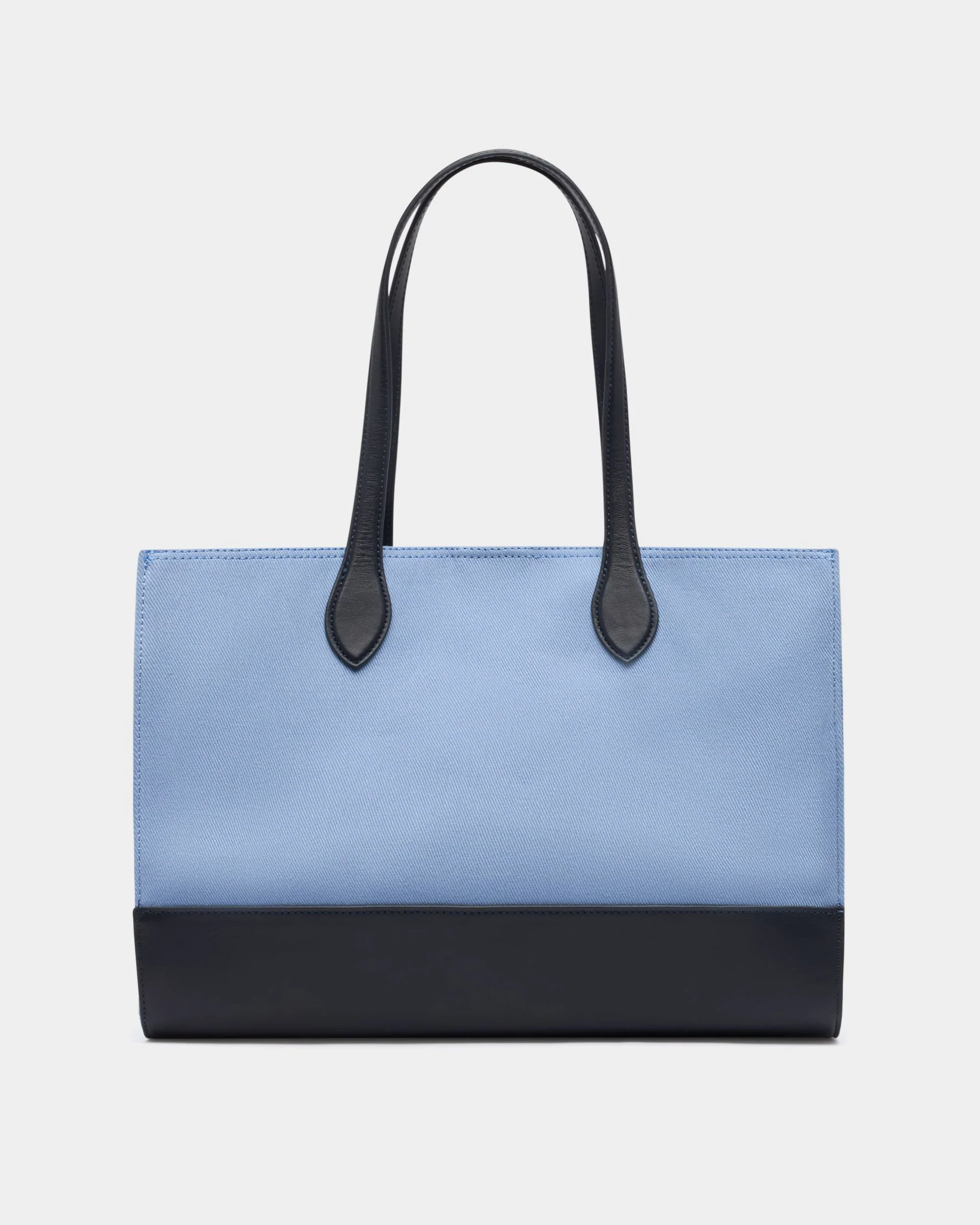 Tote Bag In Blue Canvas and Leather - Image 2