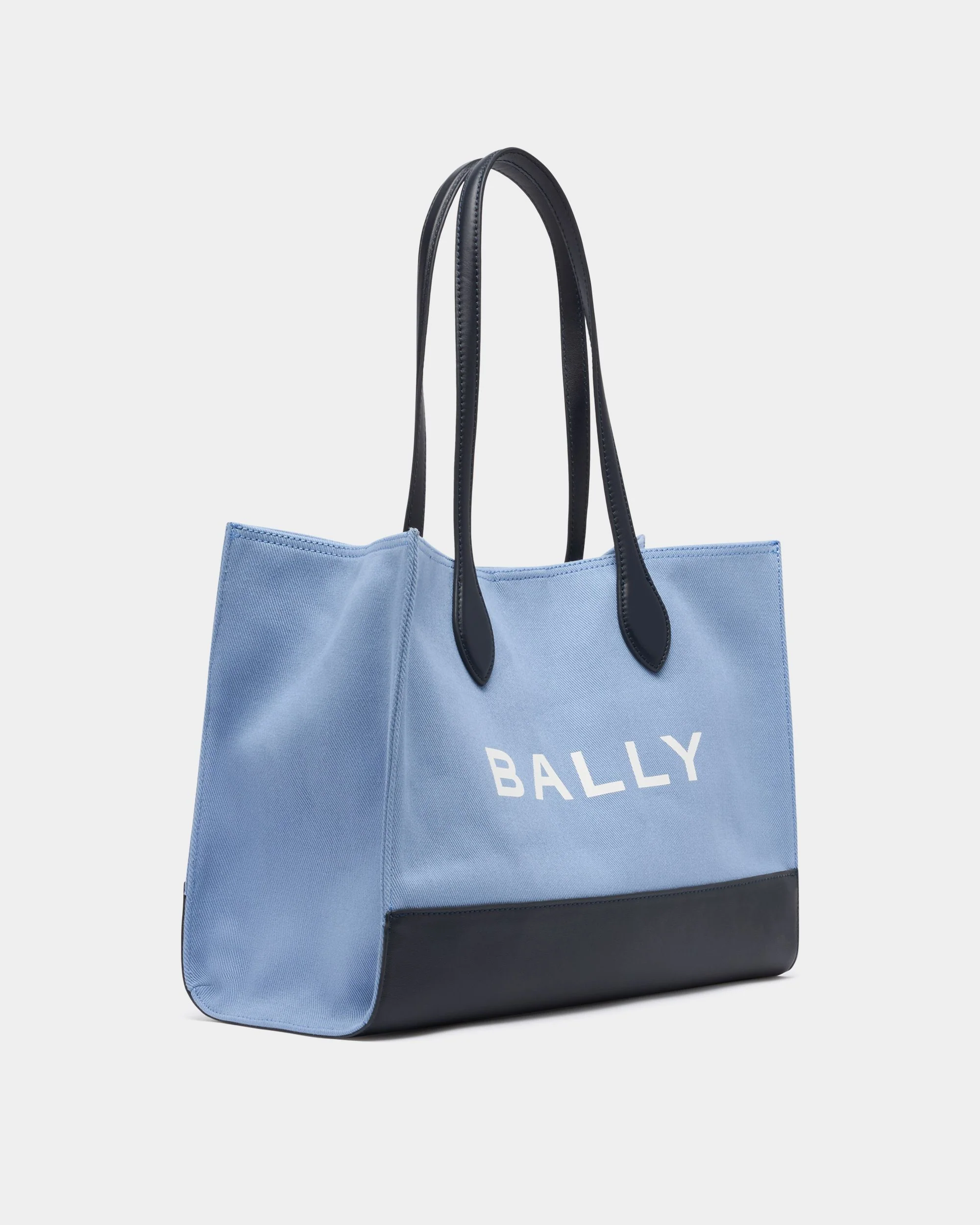 Tote Bag In Blue Canvas and Leather - Image 3