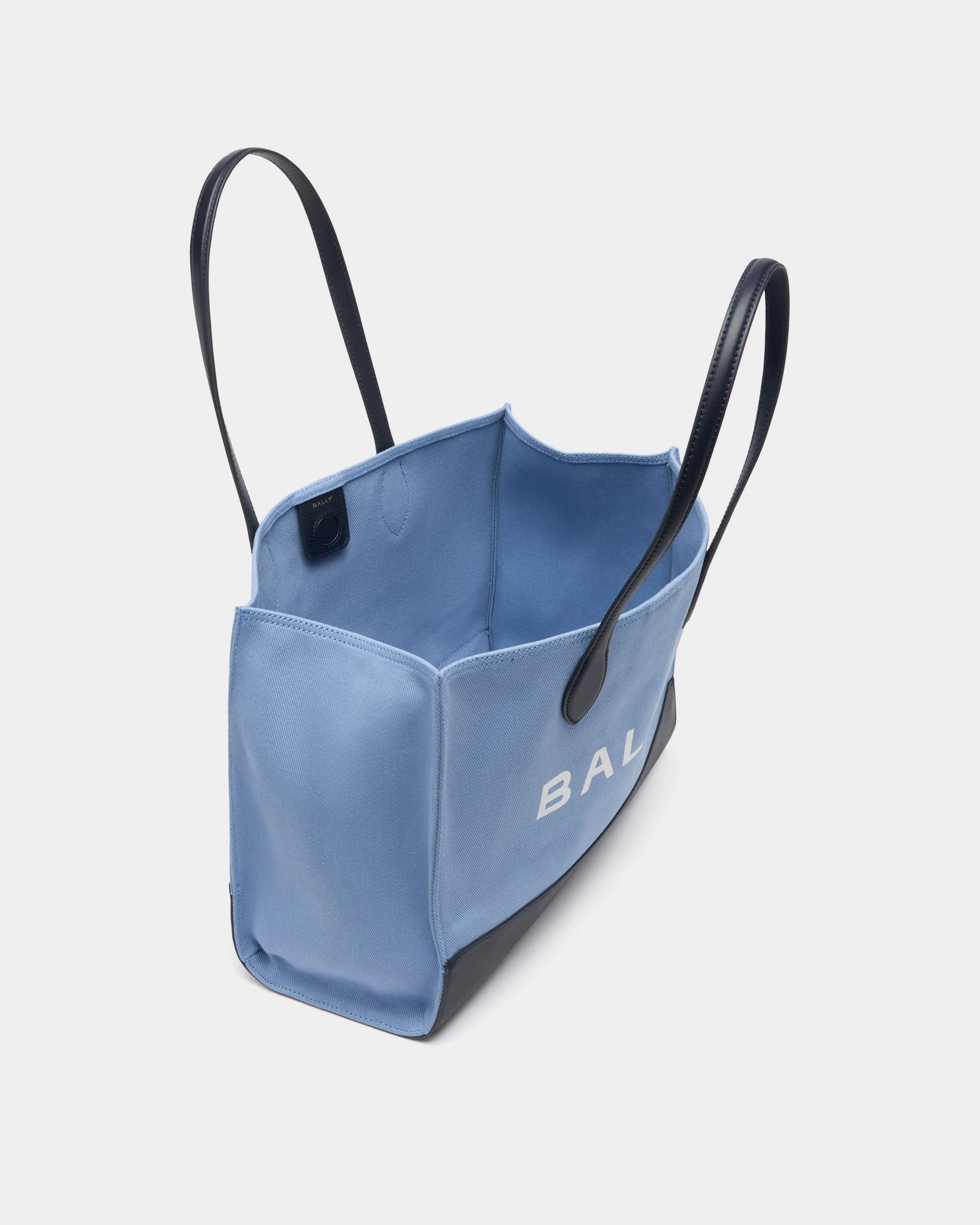 Tote Bag In Blue Canvas and Leather - Image 4