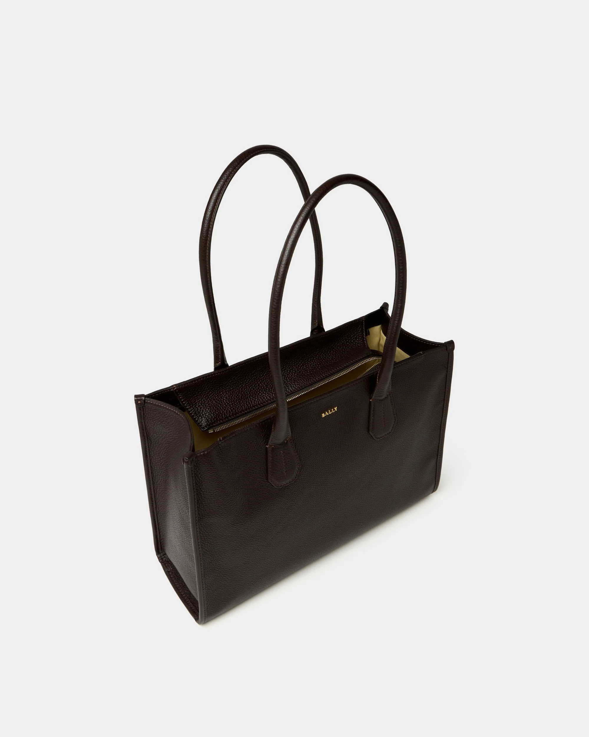 Tote Bag In Brown Grained Leather - Image 4