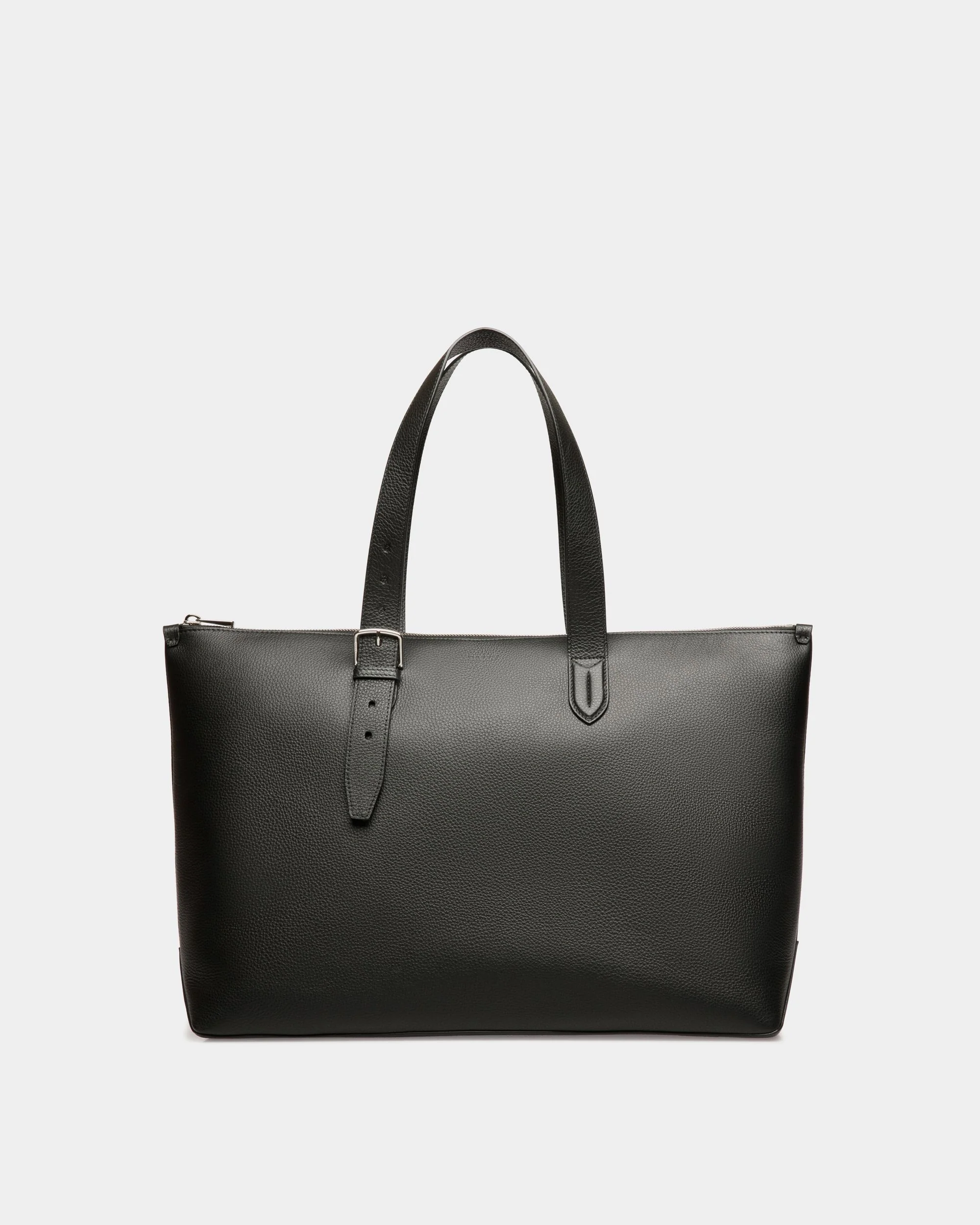 Tote in Black Grained Leather