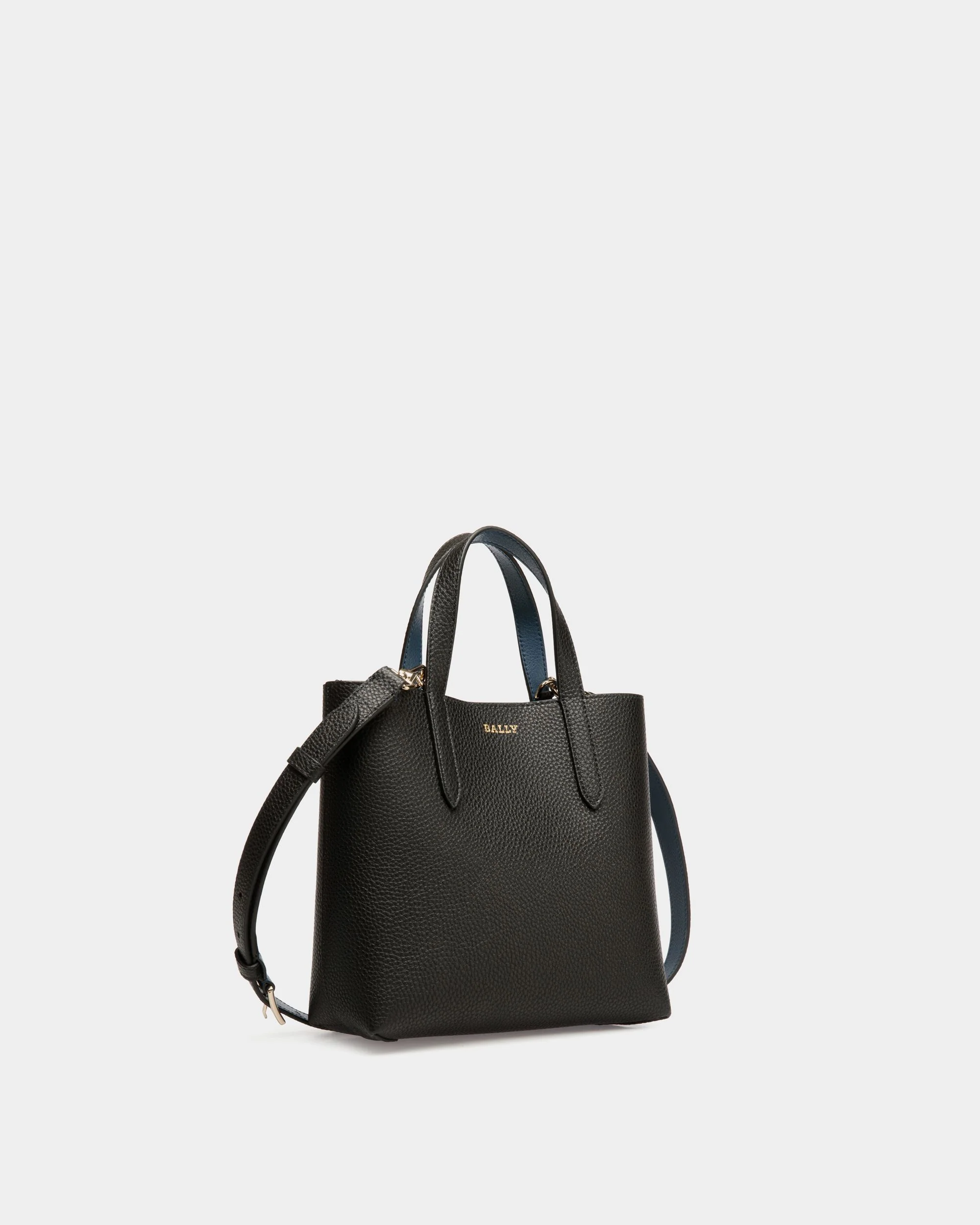 Tote in Black Grained Leather - Image 3
