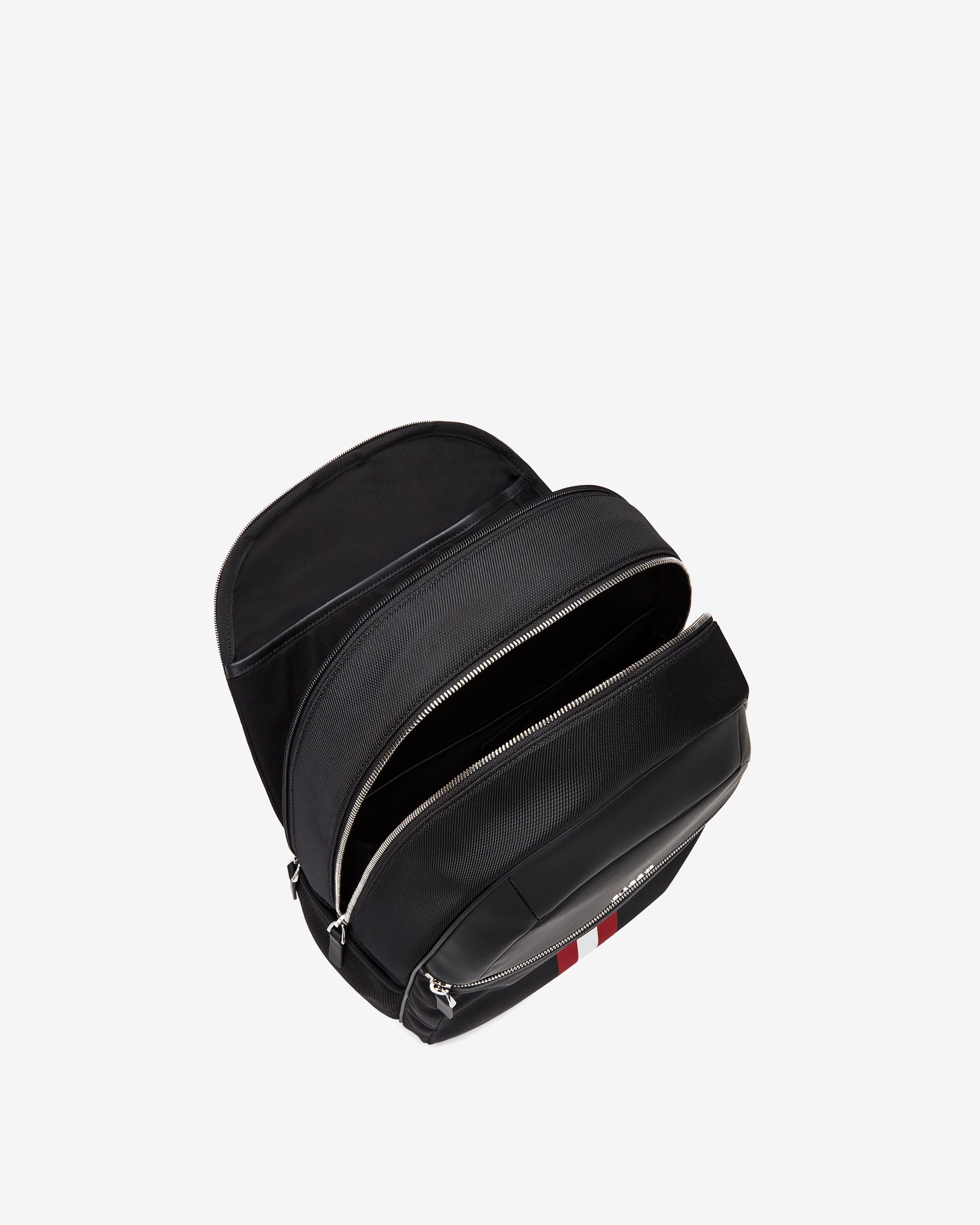 Travel Backpack in Black Fabric With a Bally Ribbon - Image 3