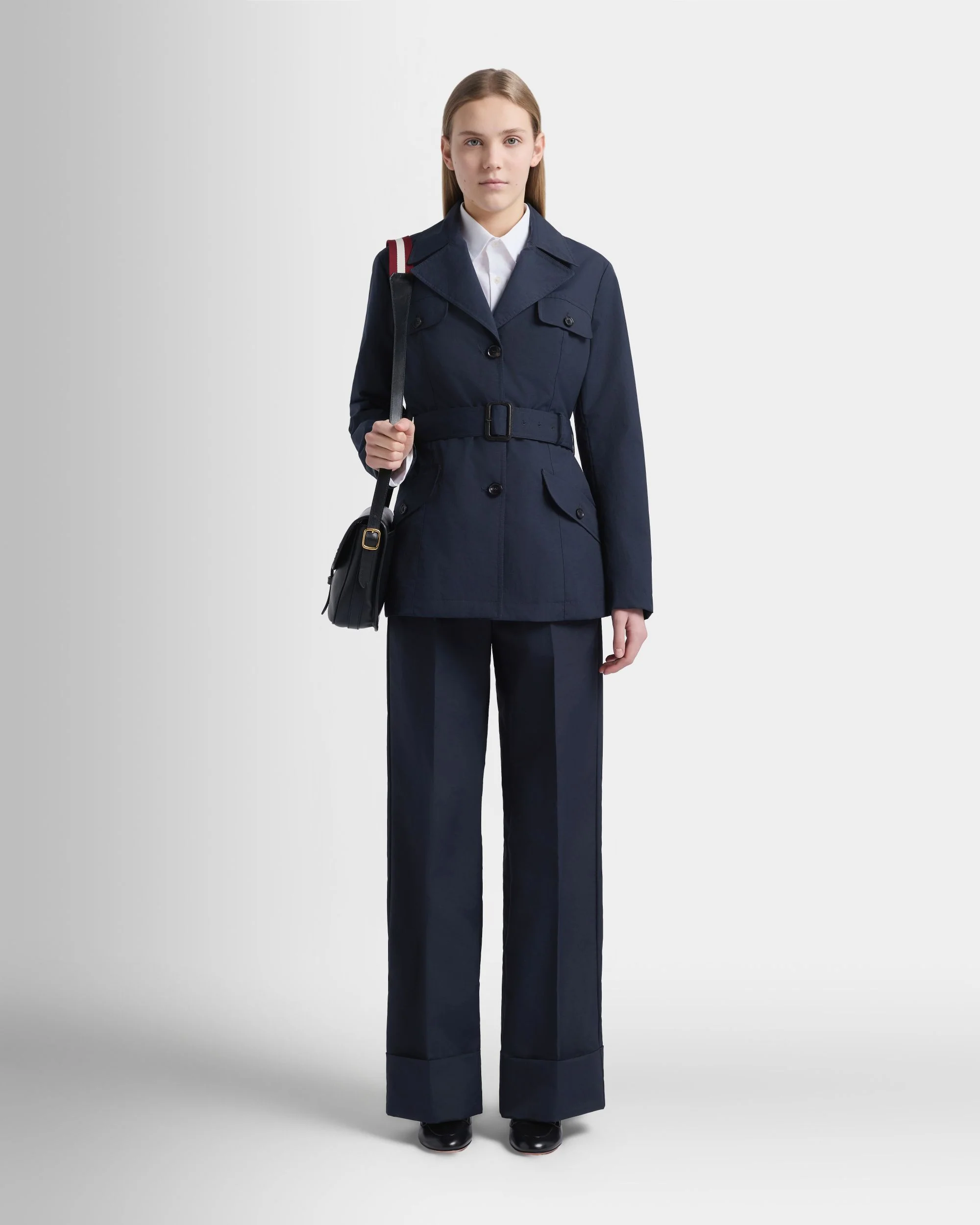 Trousers in Navy Blue Nylon - Image 2
