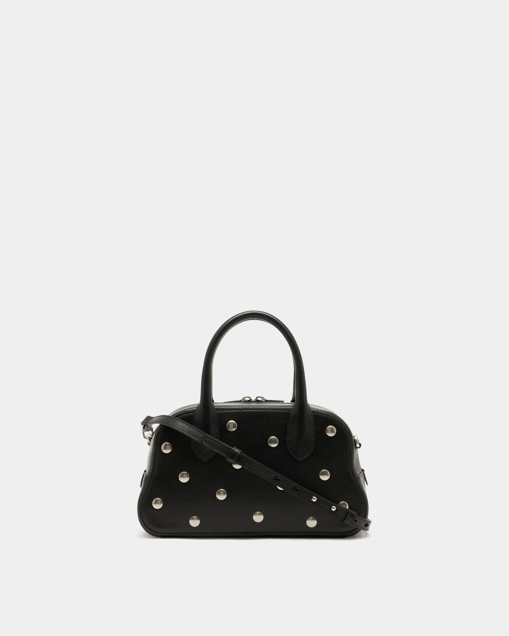 Unda Top Handle Bag in Black Grained Leather - Image 3