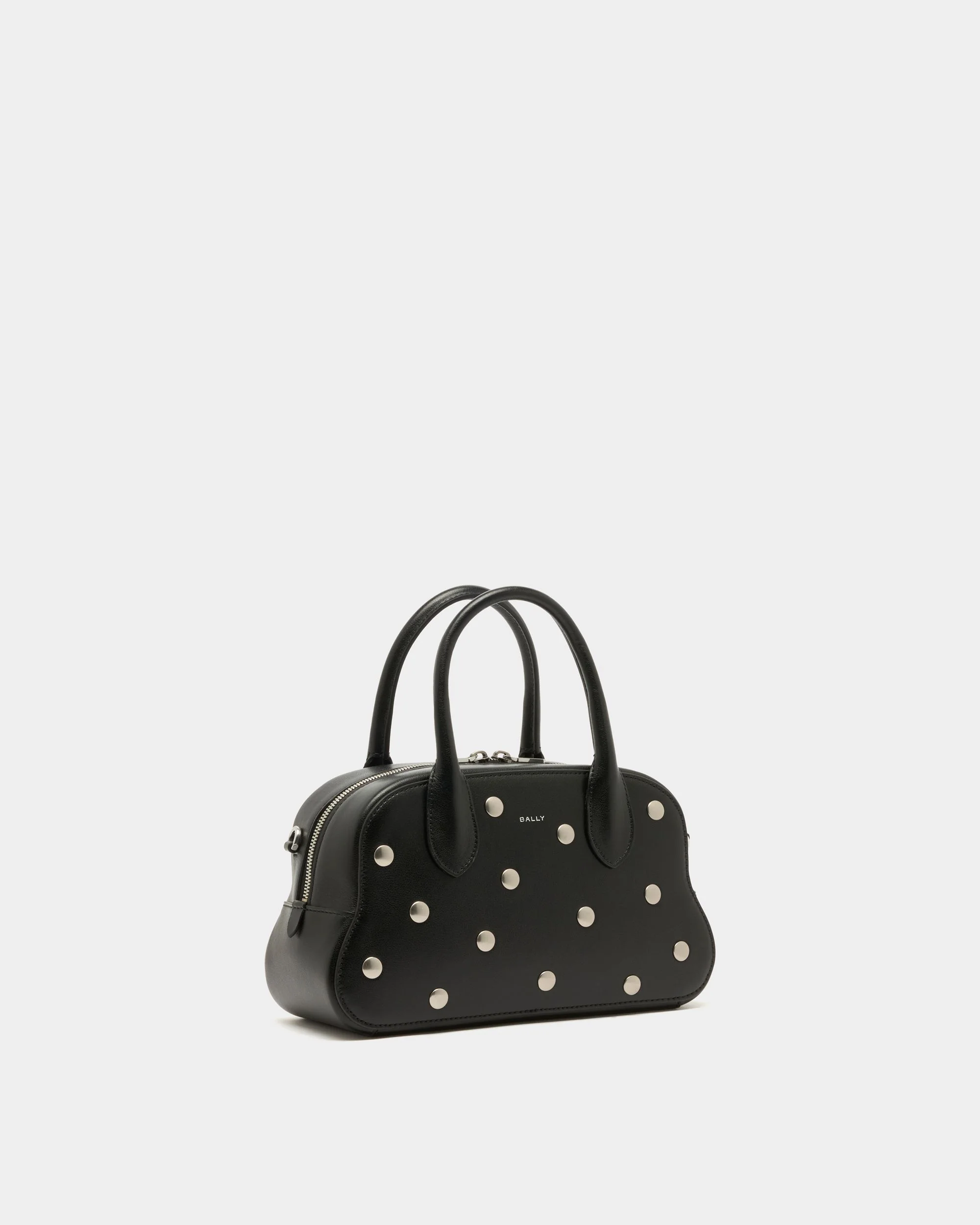 Unda Top Handle Bag in Black Grained Leather - Image 4