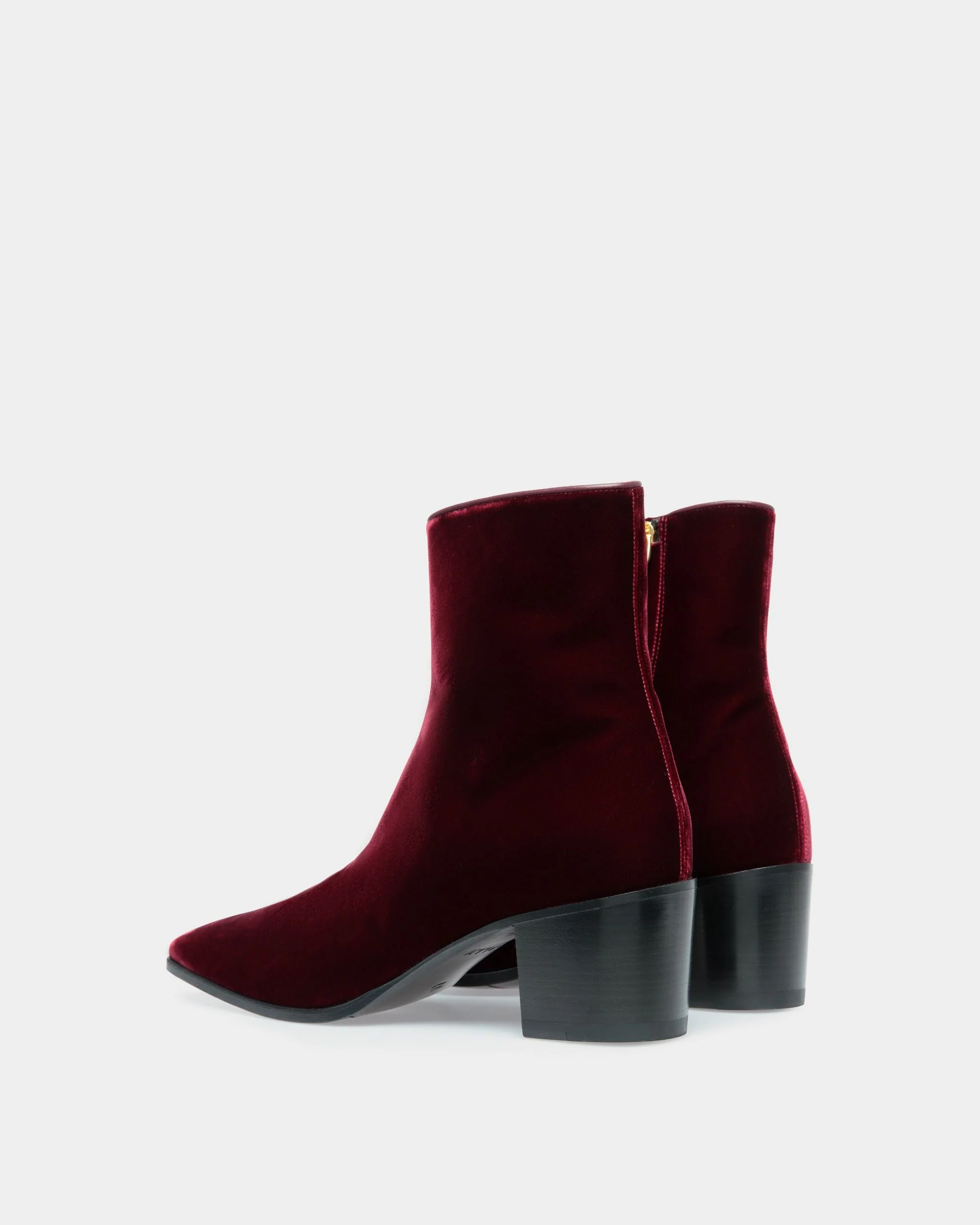 Velez Boots In Burgundy Velvet - Image 3