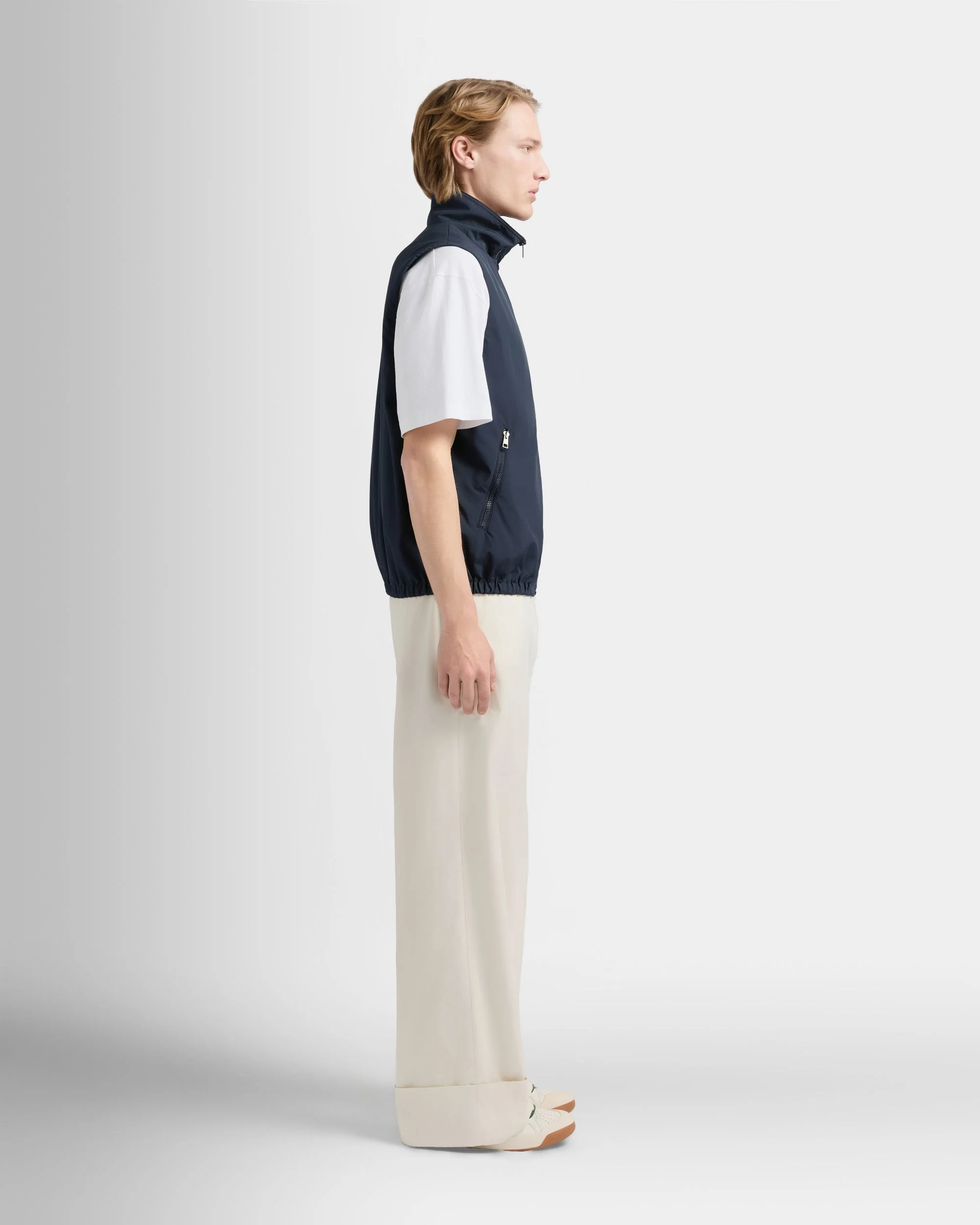 Vest in Navy Blue Fabric - Image 5