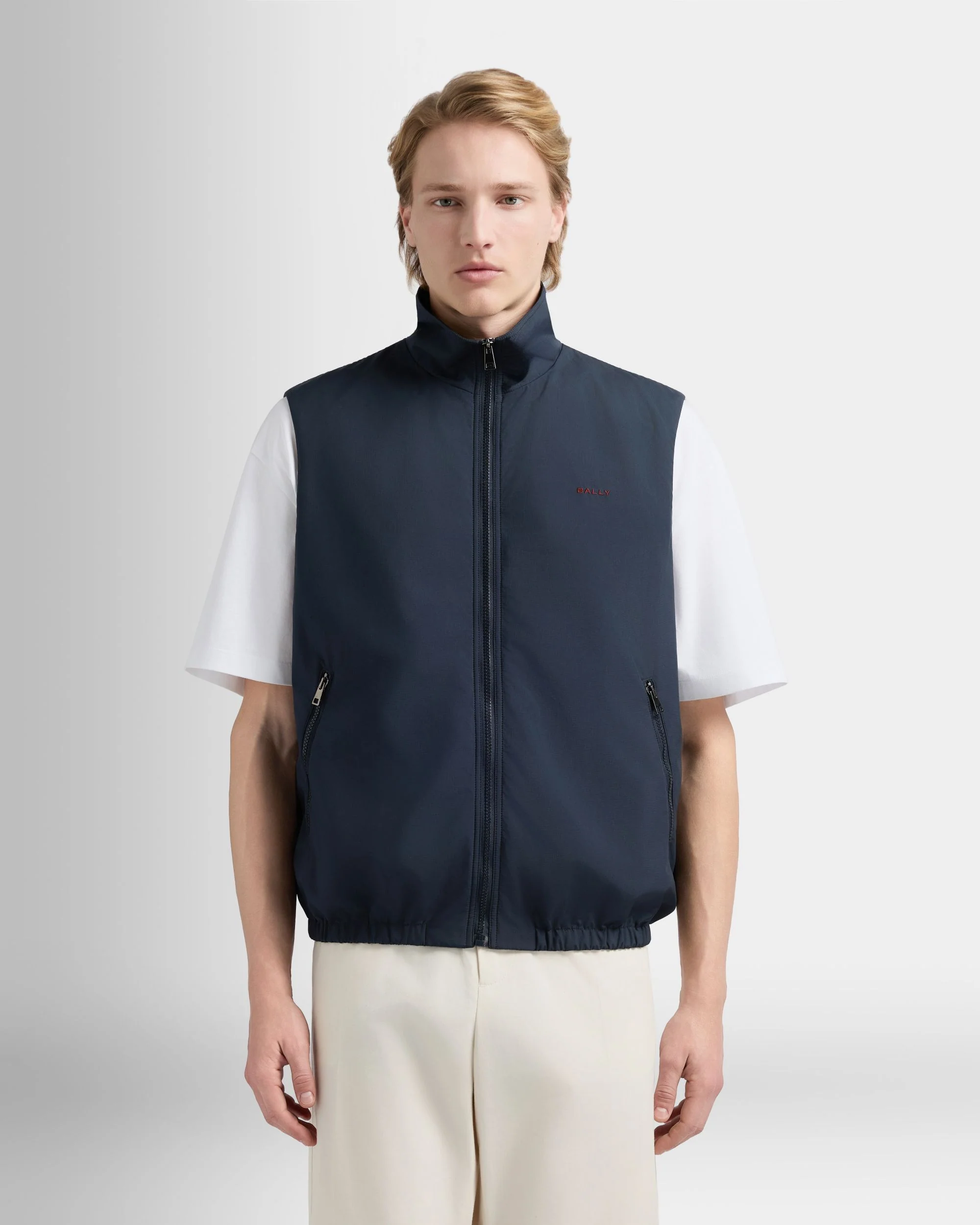 Vest in Navy Blue Fabric - Image 8