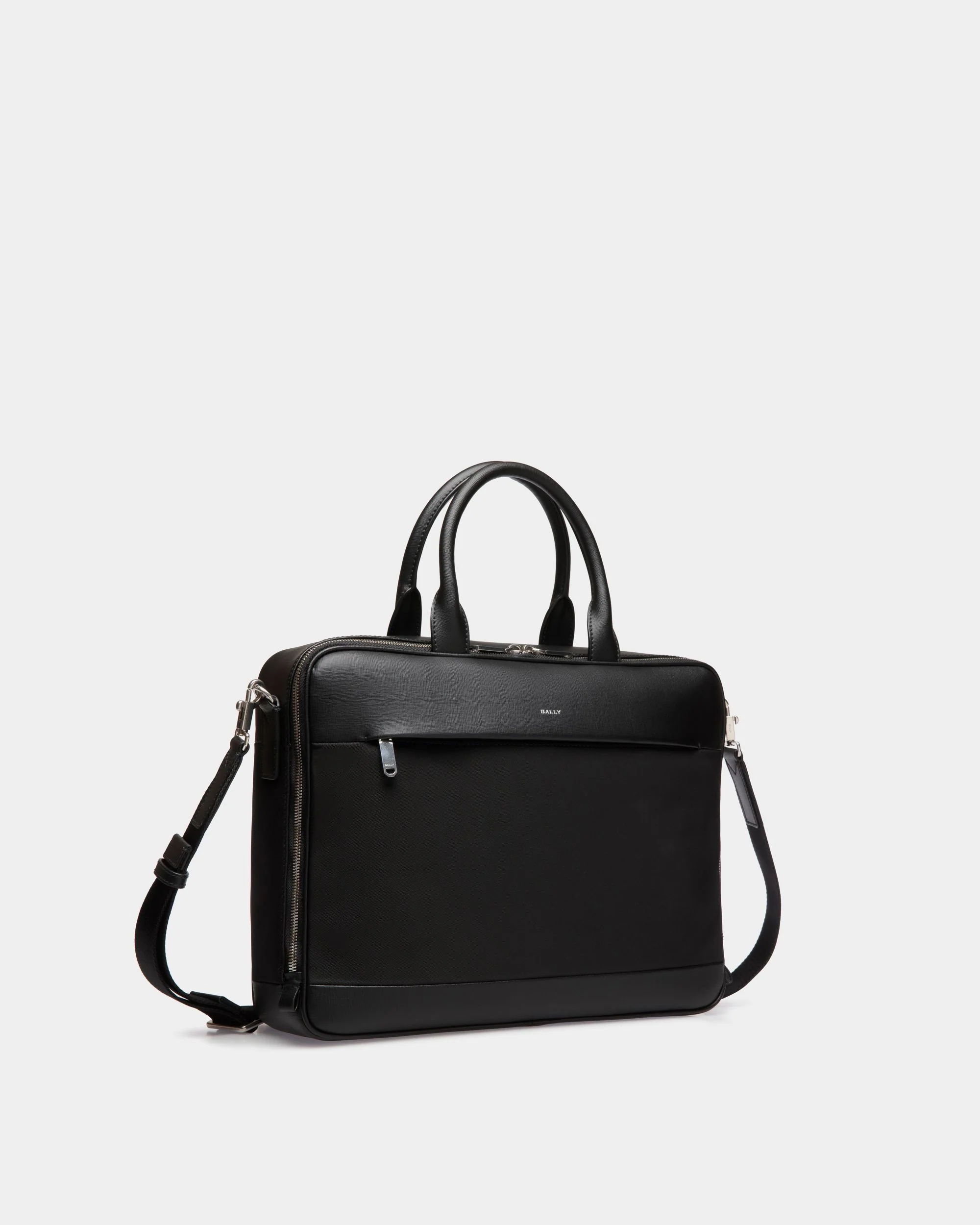 Vogel Briefcase in Black Nylon and Recycled Leather - Image 3