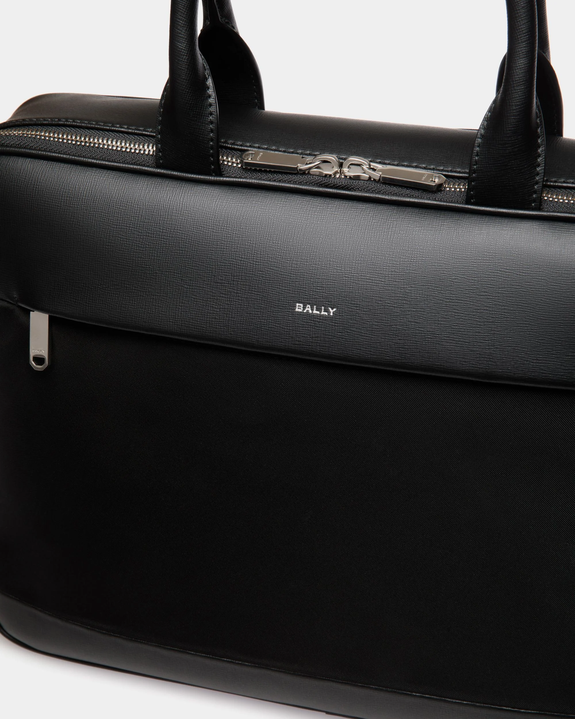 Vogel Briefcase in Black Nylon and Recycled Leather - Image 5