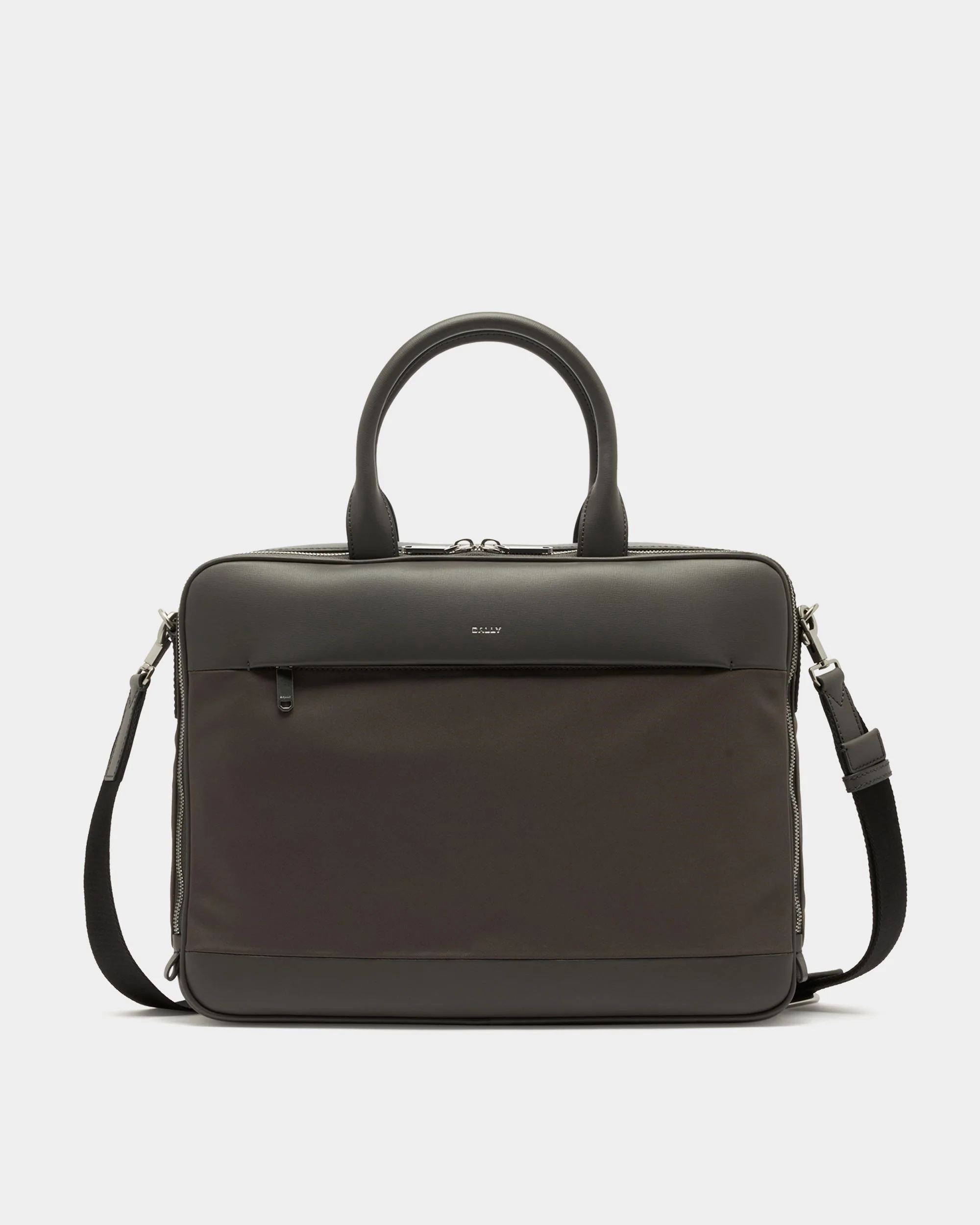 Vogel Briefcase in Grey Nylon and Recycled Leather