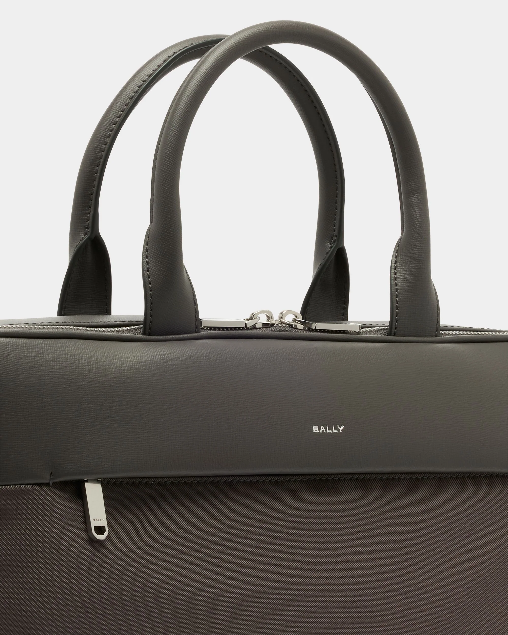 Vogel Briefcase in Grey Nylon and Recycled Leather - Image 6