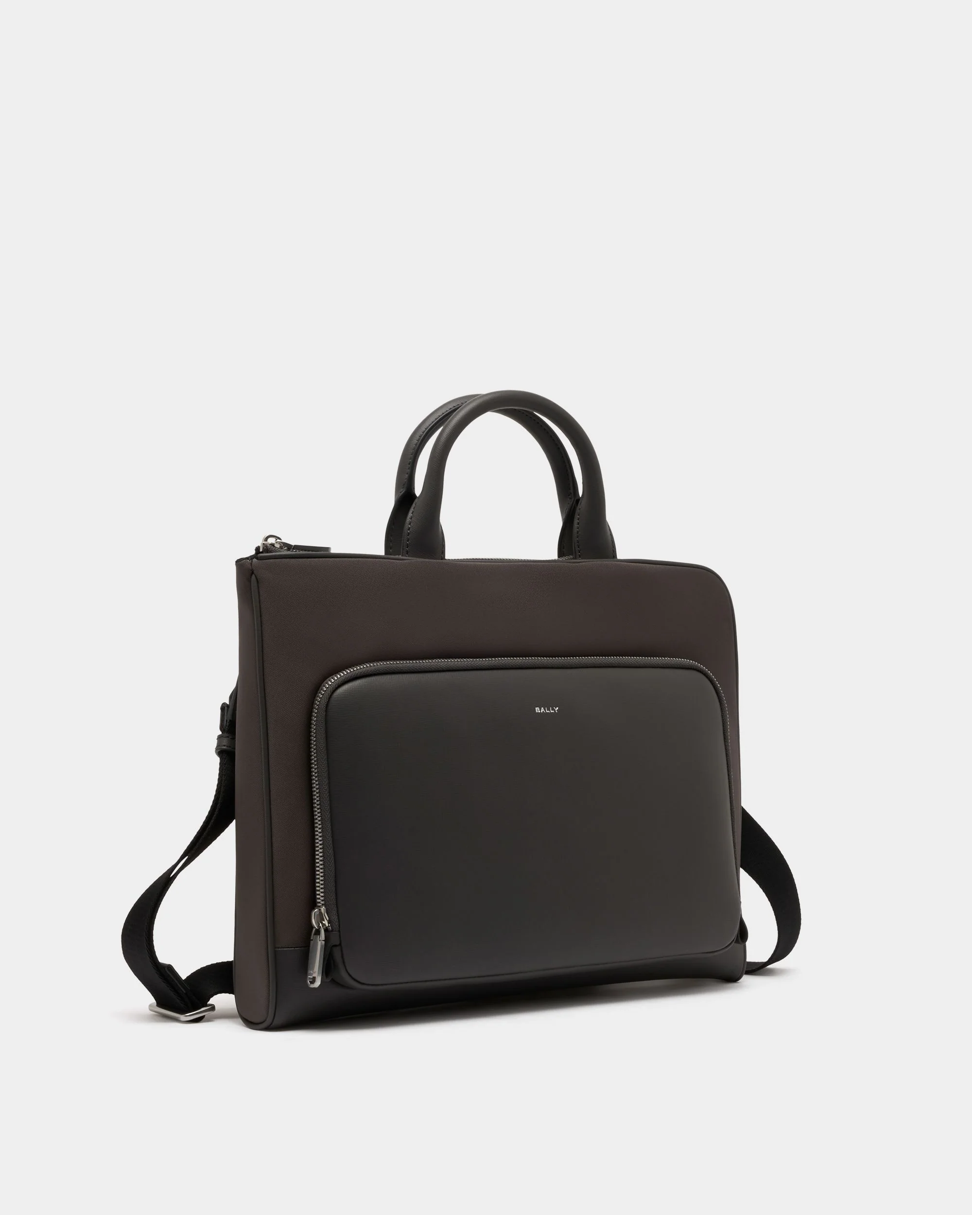 Vogel Briefcase in Grey Nylon and Recycled Leather - Image 4