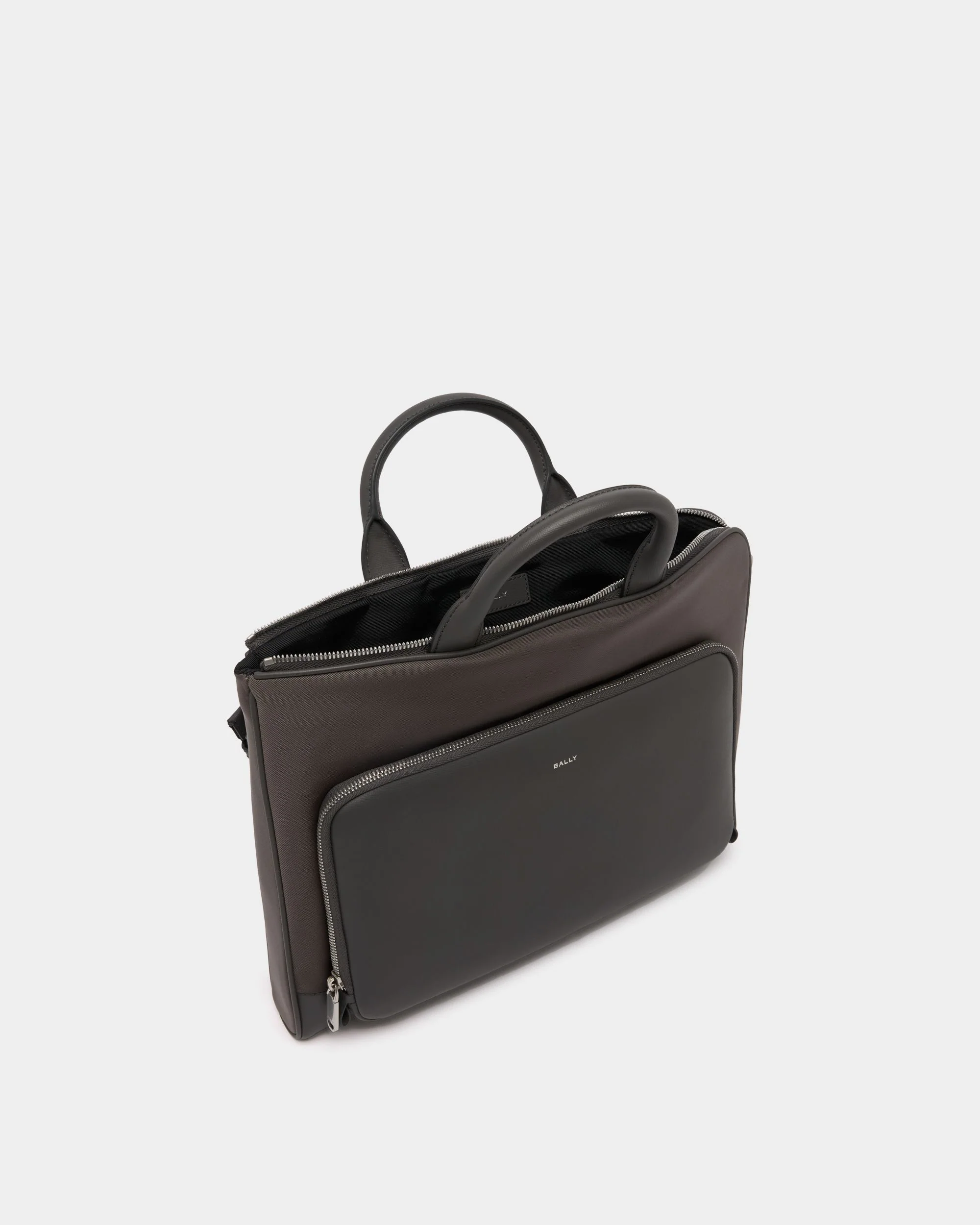 Vogel Briefcase in Grey Nylon and Recycled Leather - Image 5