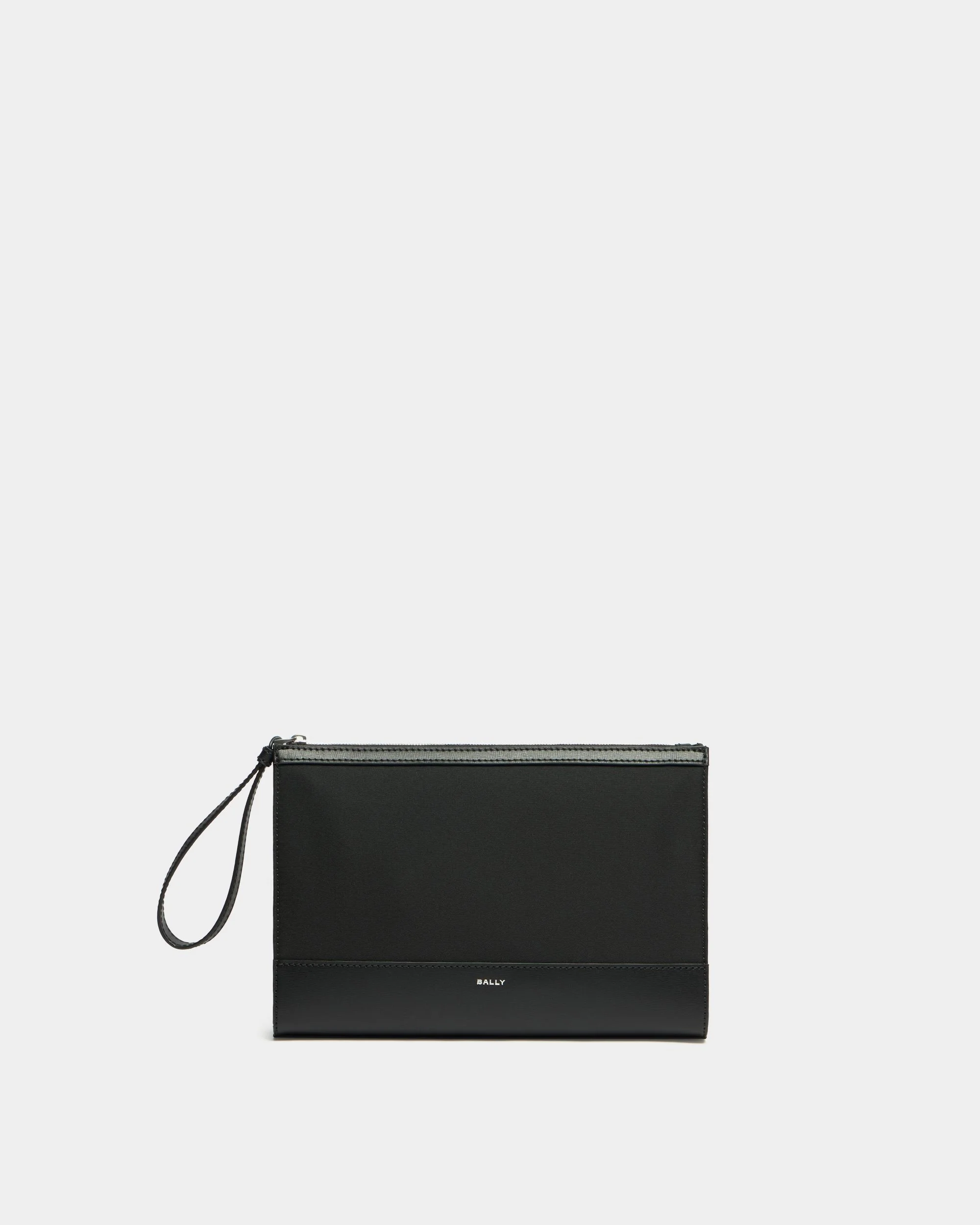 Vogel Clutch in Black Nylon and Recycled Leather