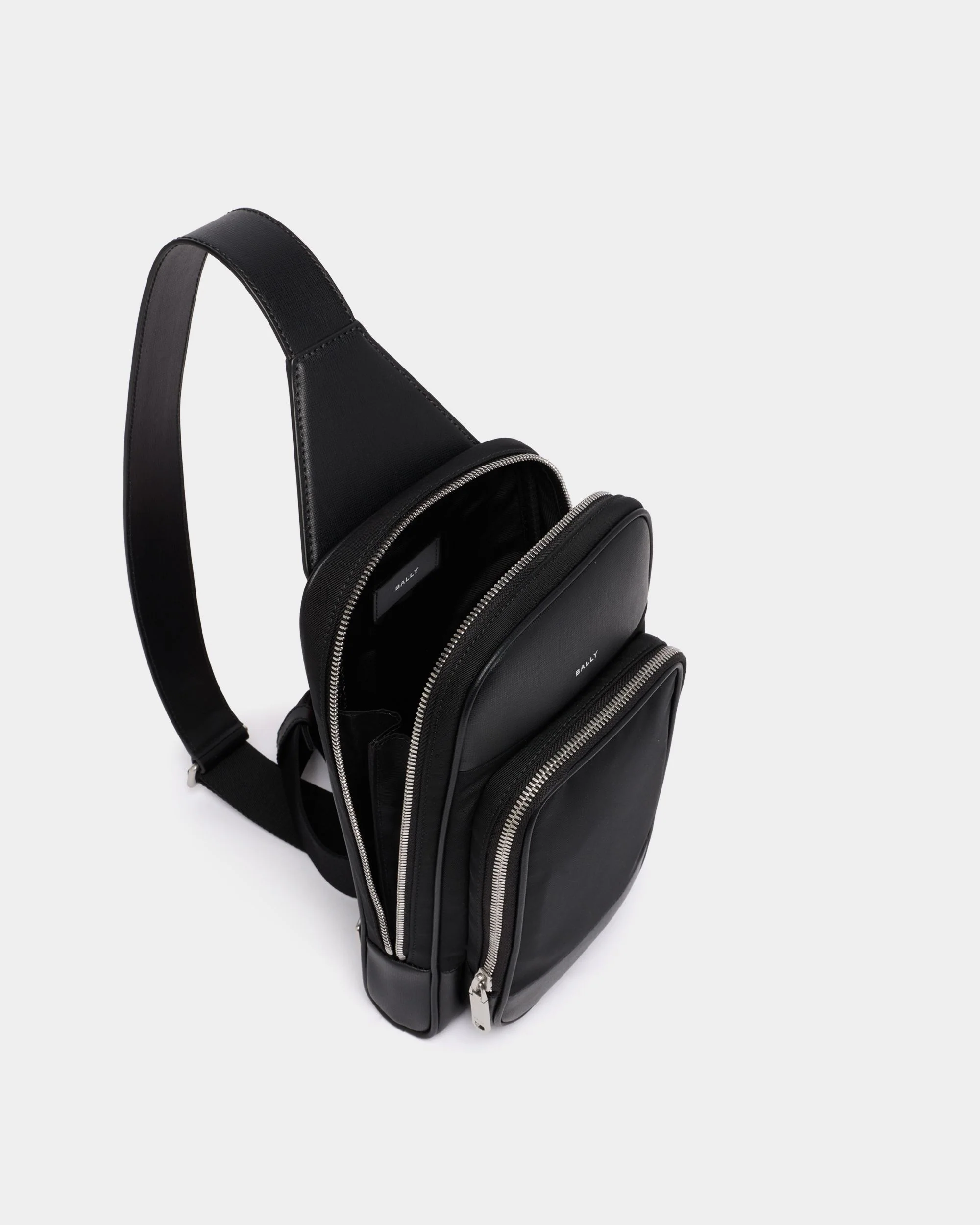 Vogel Sling Bag in Black Nylon and Recycled Leather - Image 5
