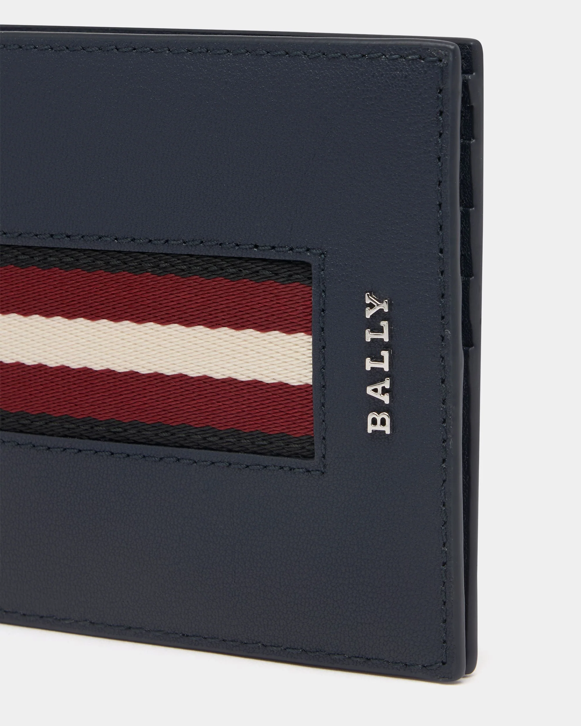 Wallet in Navy Blue Leather With a Bally Ribbon - Image 4