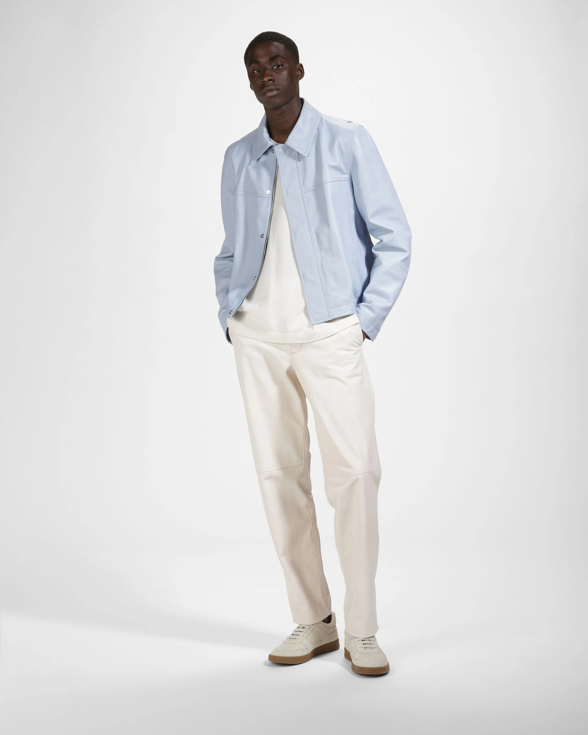 Weky Leather Sneakers In Dusty White - Image 3
