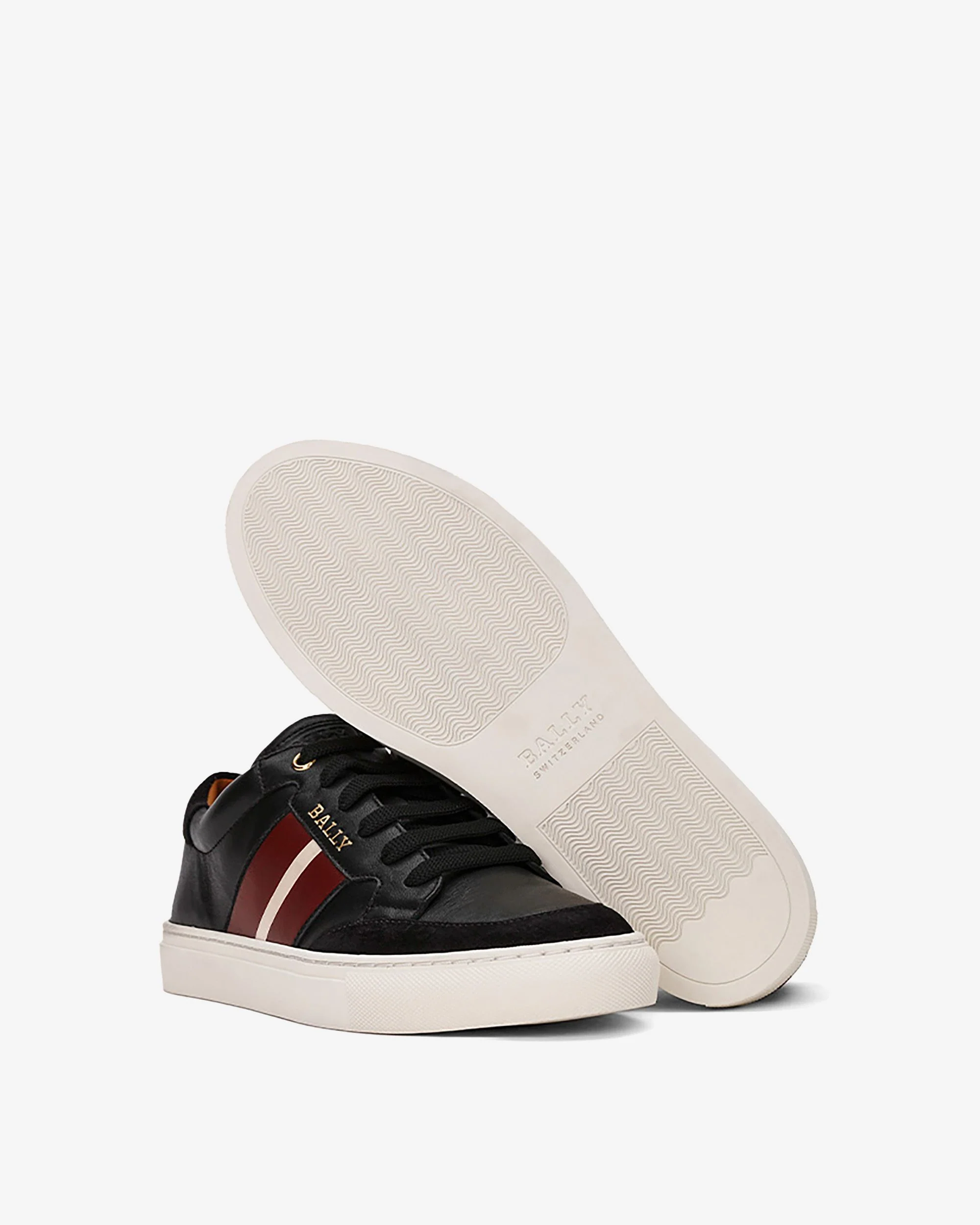 Women's Casual Black And Red Leather Sneakers - Image 3