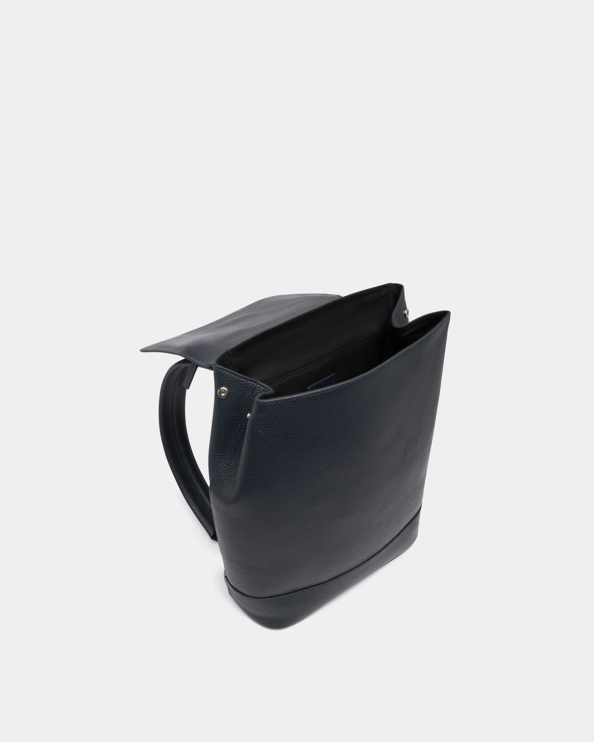 York Backpack In Navy Blue Grained Leather - Image 4